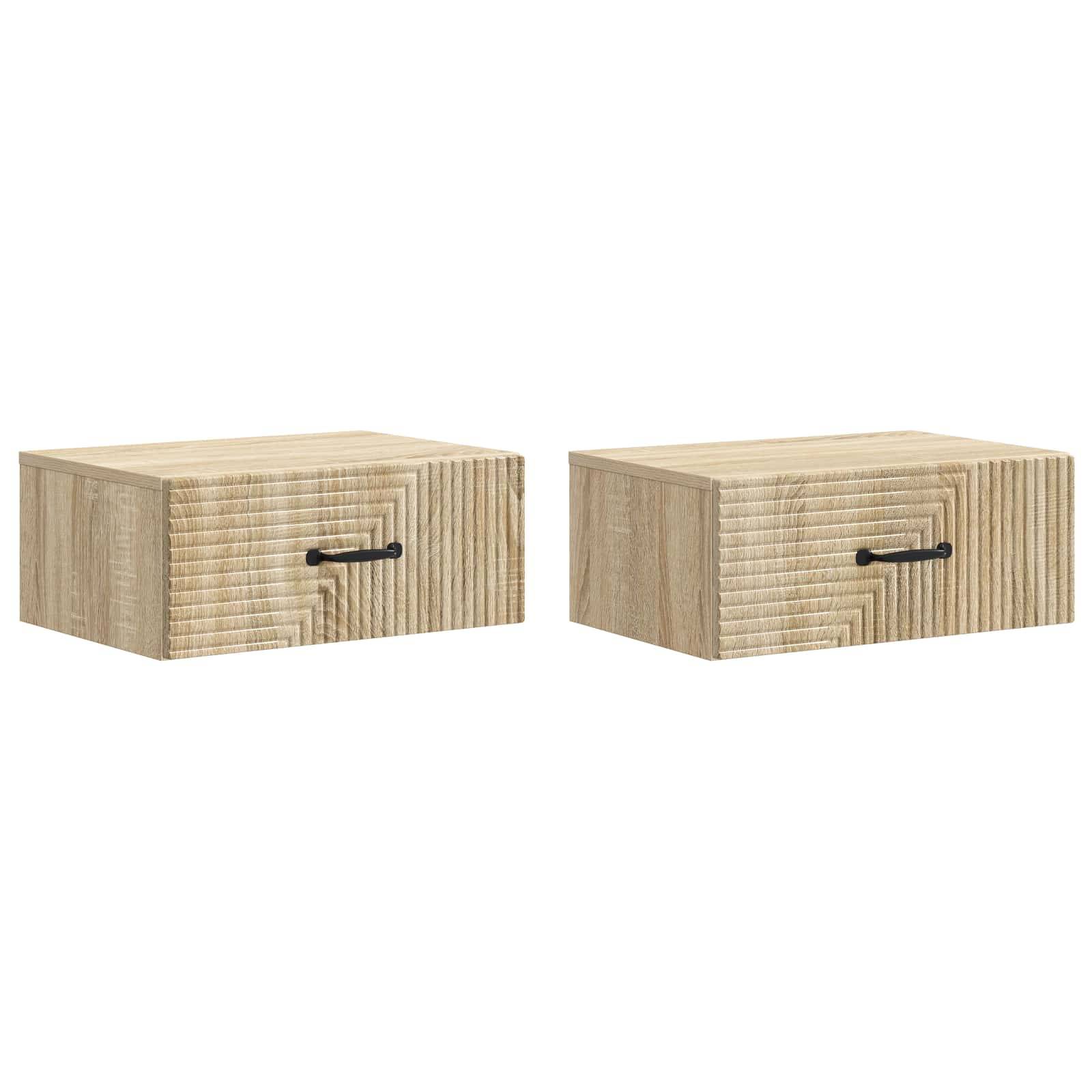 vidaXL Wandmontierter Nachttisch 2 pcs Sonoma-Eiche 49 x 34,5 x 20 cm