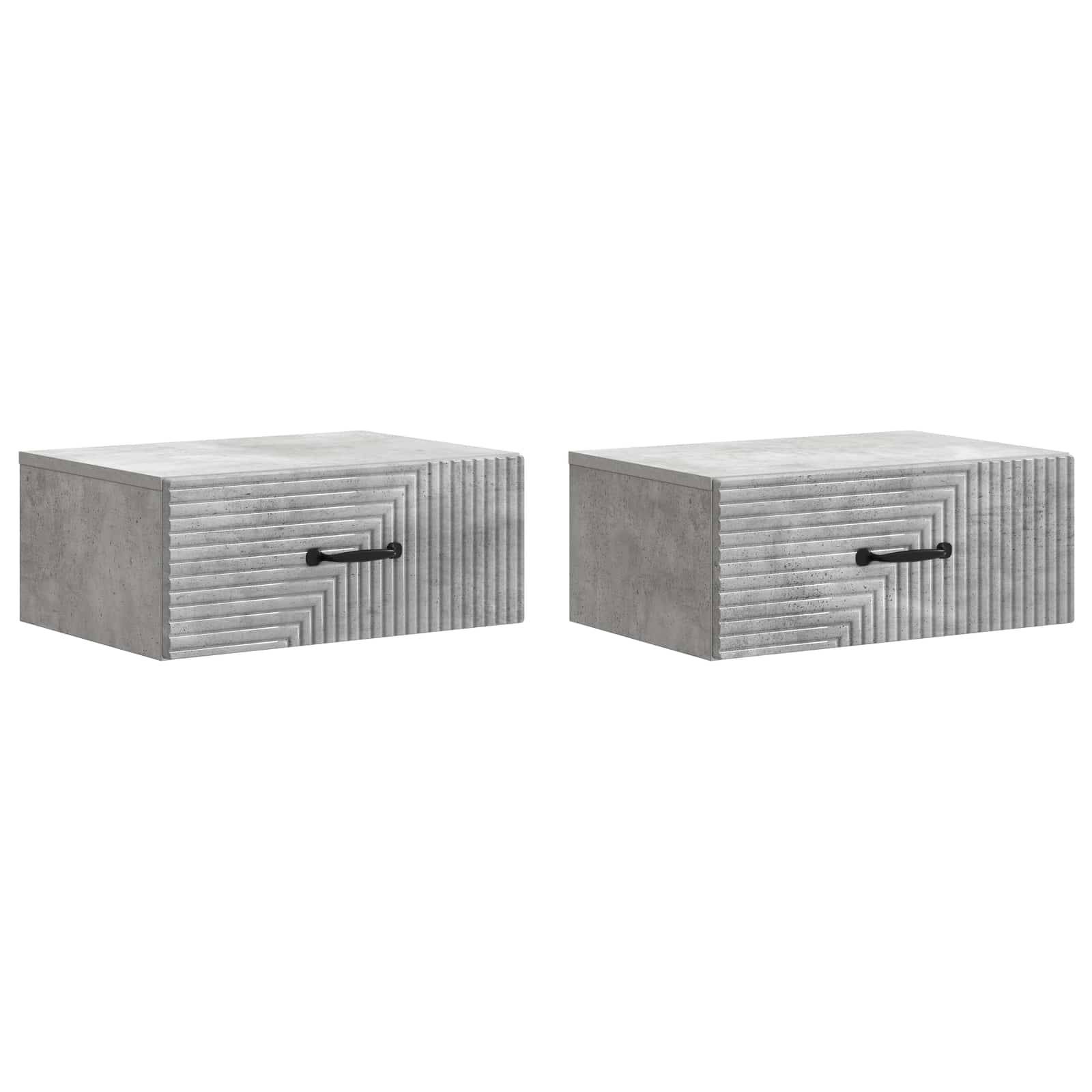 vidaXL Wandmontierter Nachttisch 2 pcs Betongrau 49 x 34,5 x 20 cm