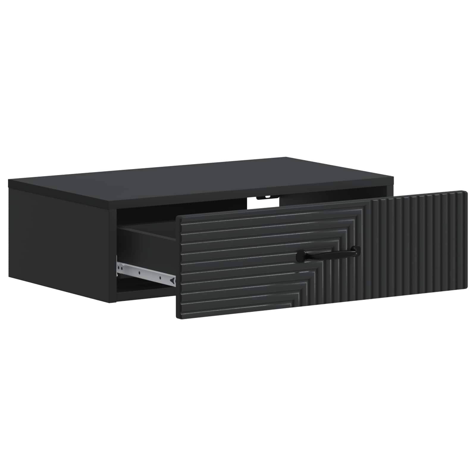 vidaXL Wandmontierter Beistelltisch Schwarz 59 x 34,5 x 17 cm