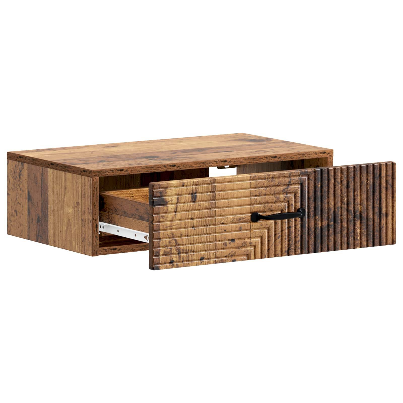 vidaXL Wandmontierter Beistelltisch Altholz 59 x 34,5 x 17 cm