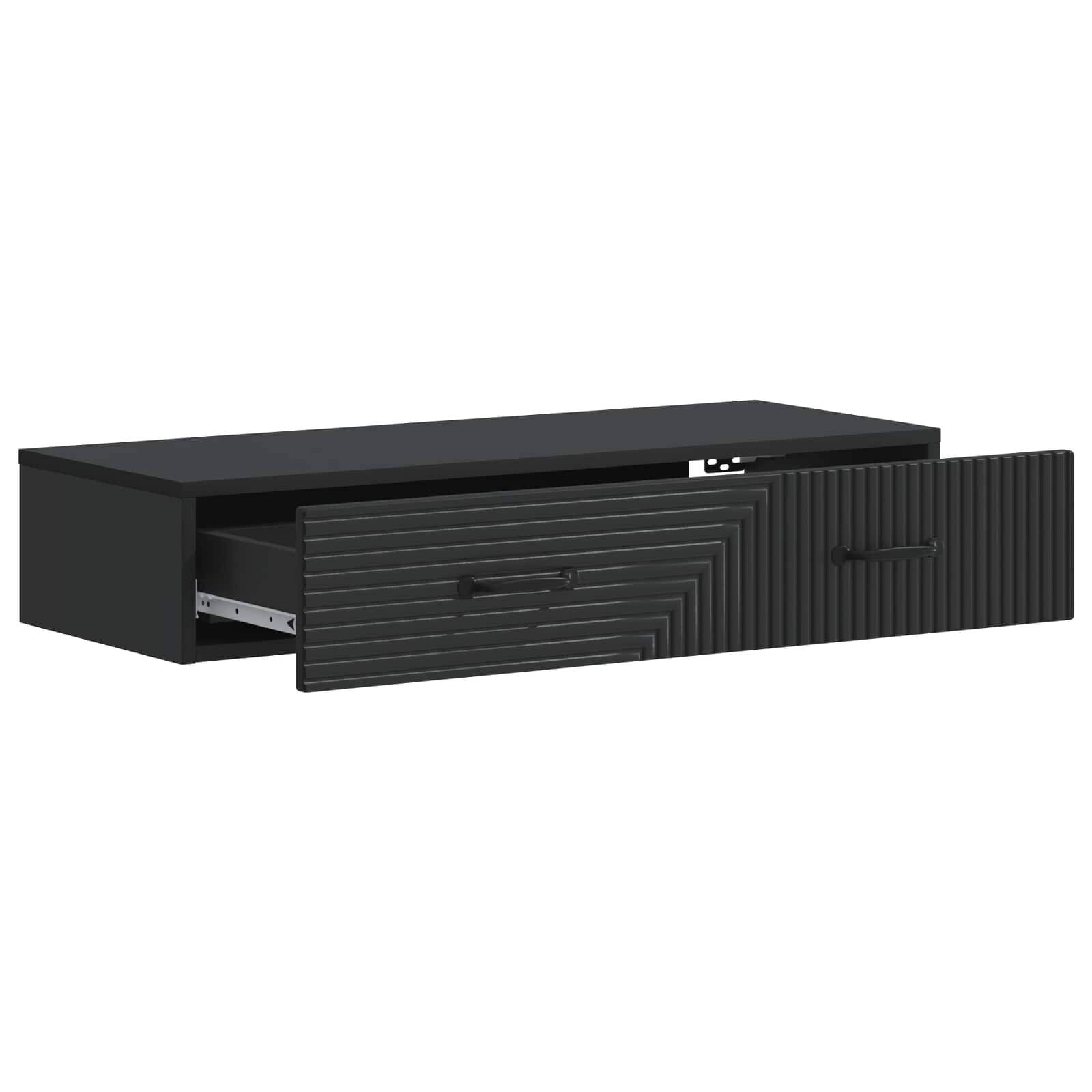 vidaXL Wandmontierter Beistelltisch Schwarz 87,5 x 34,5 x 17 cm