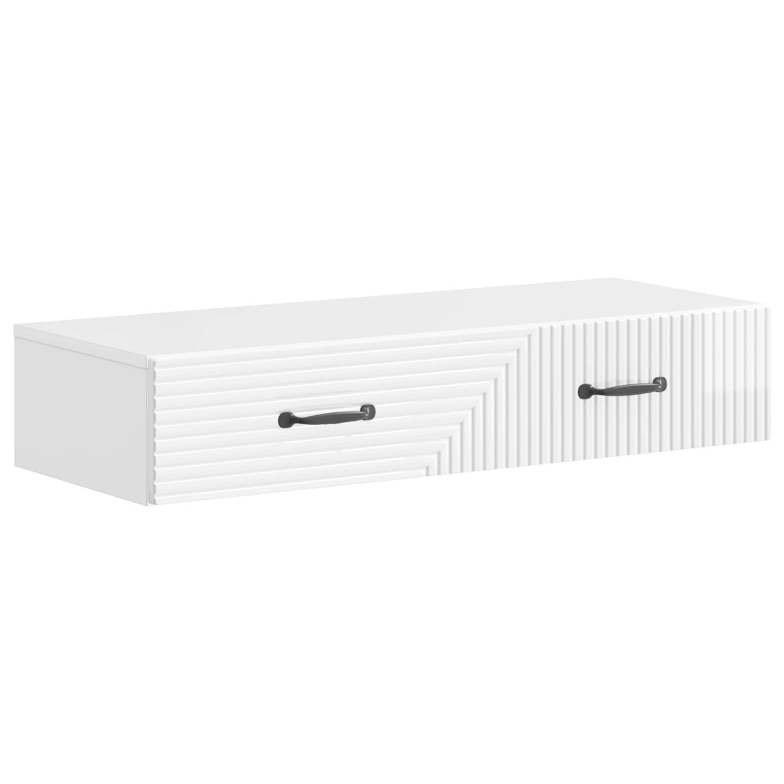 vidaXL Wandmontierter Beistelltisch Hochglanz Weiß 87,5 x 34,5 x 17 cm