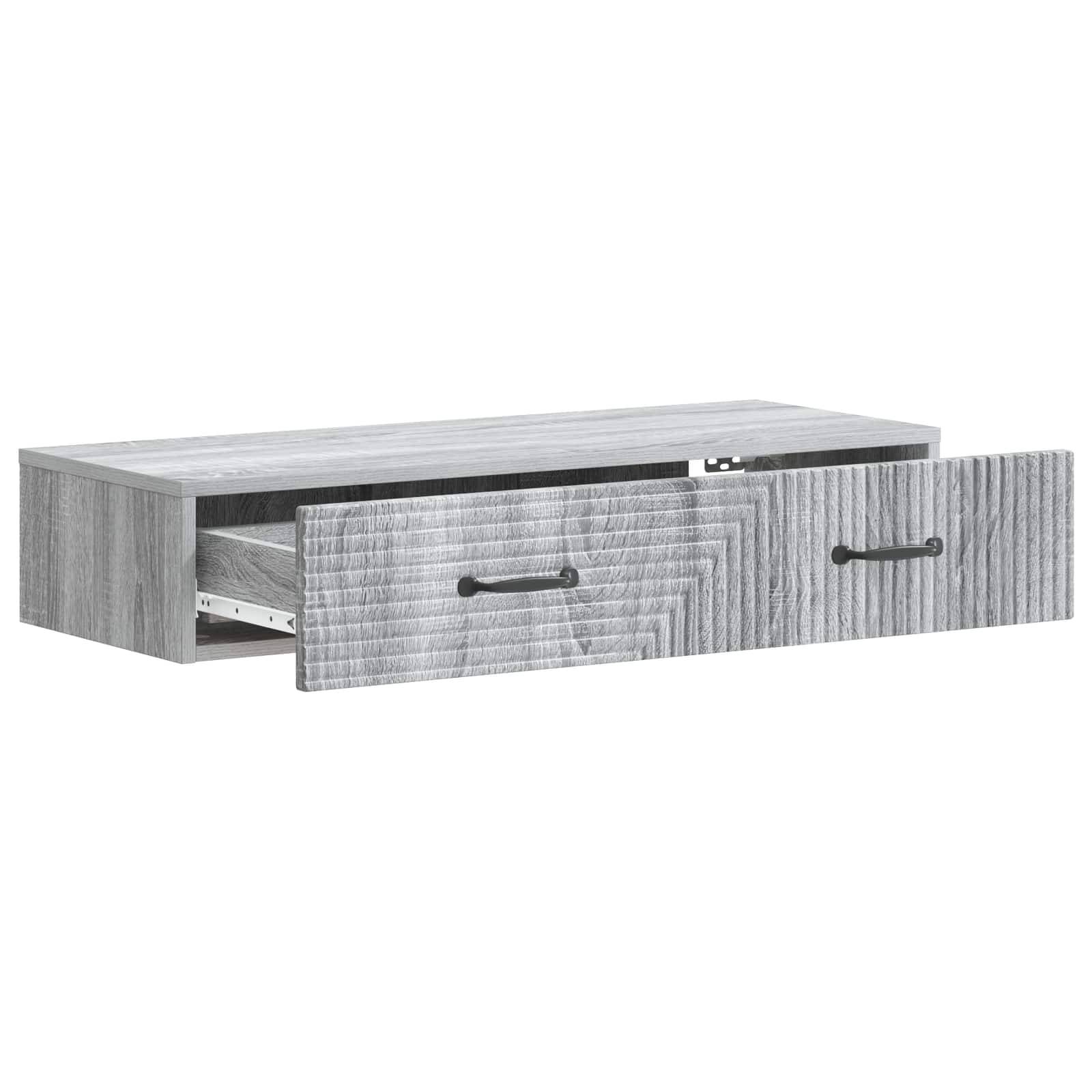 vidaXL Wandmontierter Beistelltisch Graues Sonoma 87,5 x 34,5 x 17 cm