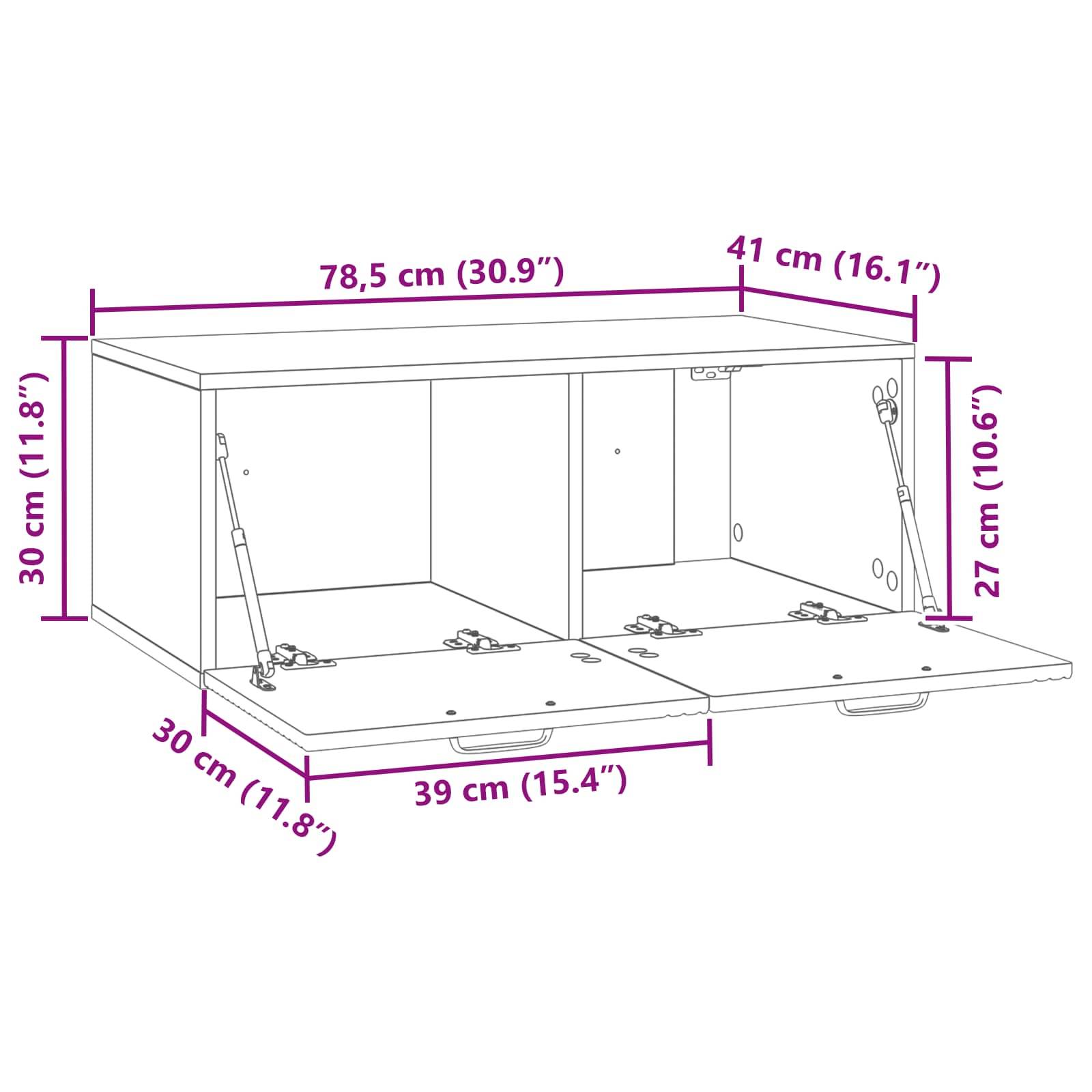 vidaXL Wandmontierter TV-Schrank Weiß 78,5 x 41 x 30 cm Holzwerkstoff