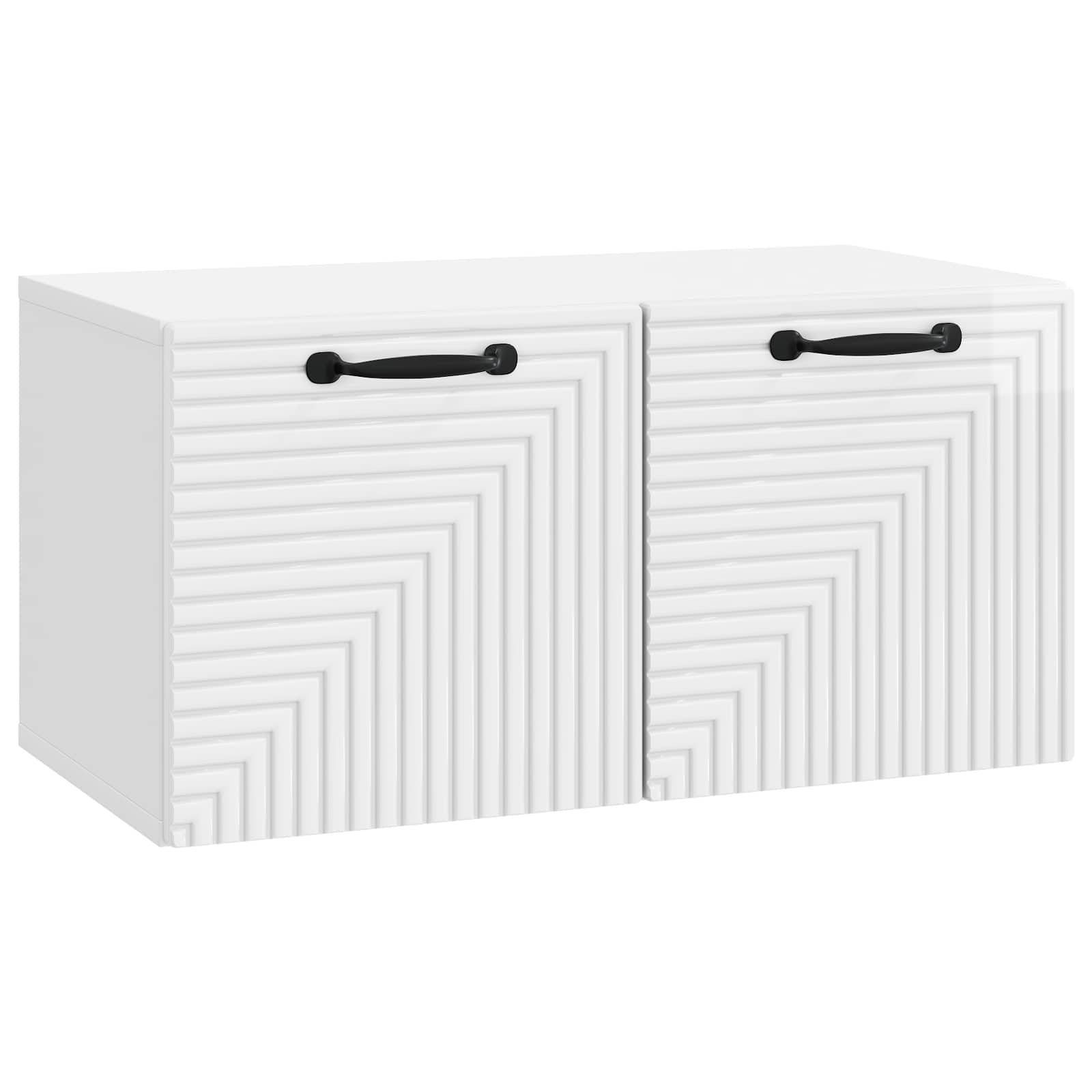 vidaXL Wandmontierter TV-Schrank Hochglanz Weiß 59,5 x 31 x 30 cm
