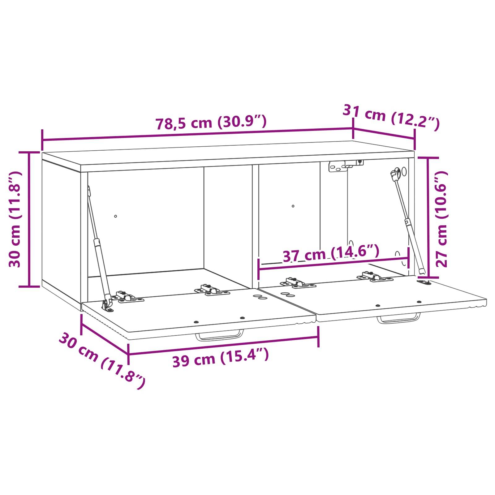 vidaXL Wandmontierter TV-Schrank Sonoma-Eiche 78,5 x 31 x 30 cm