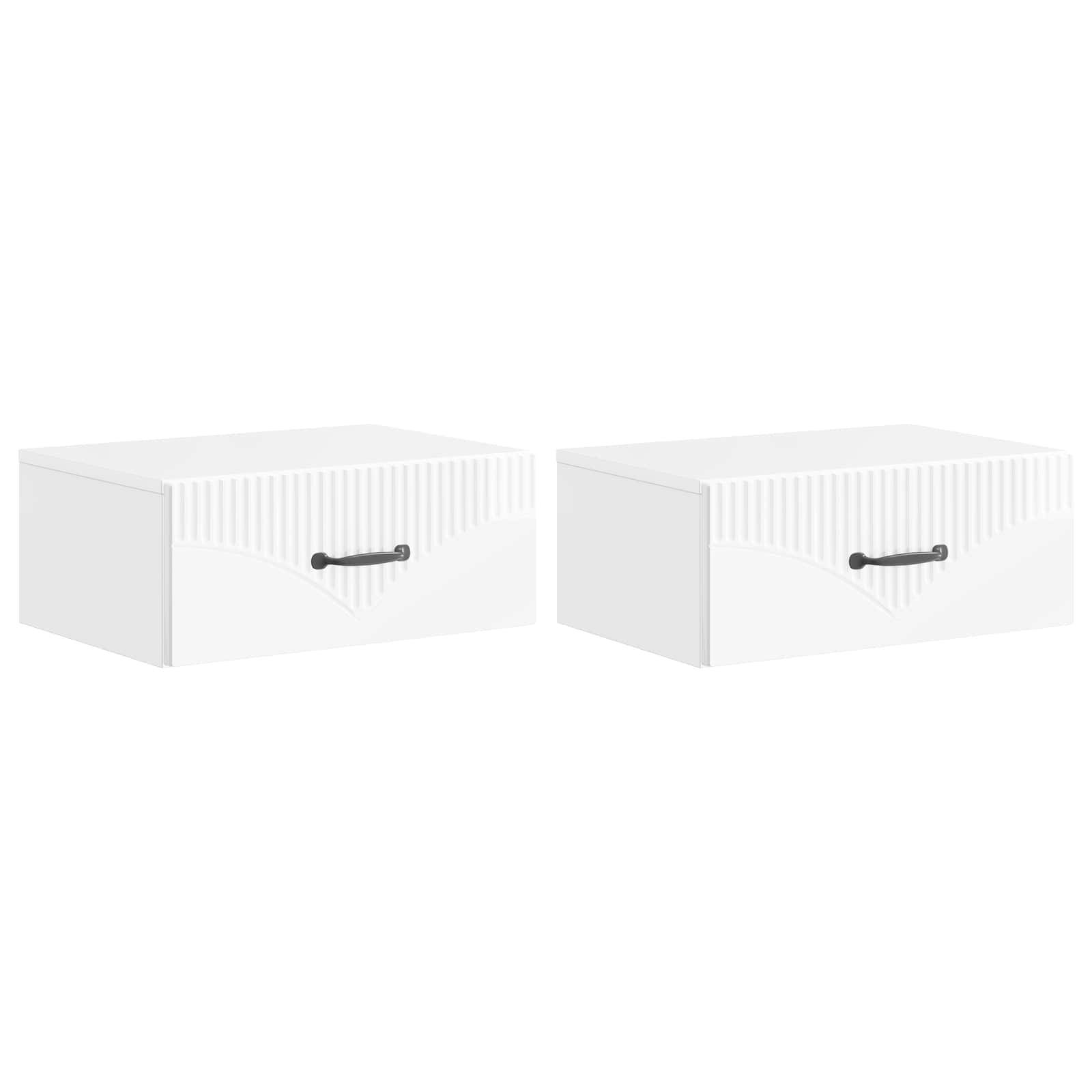 vidaXL Wandmontierter Nachttisch 2 pcs Hochglanz Weiß Holzwerkstoff