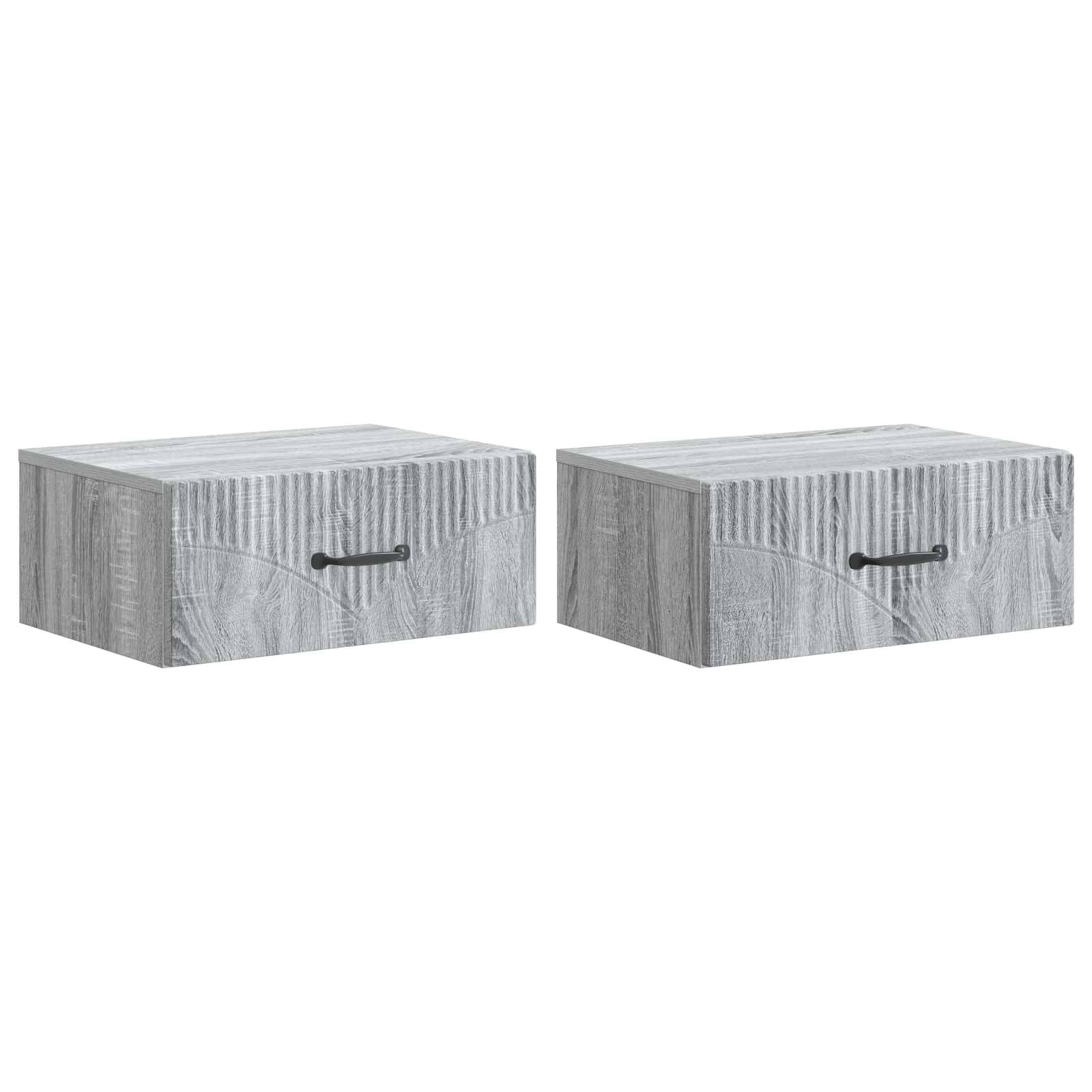 vidaXL Wandmontierter Nachttisch 2 pcs Graues Sonoma 49 x 34,5 x 20 cm
