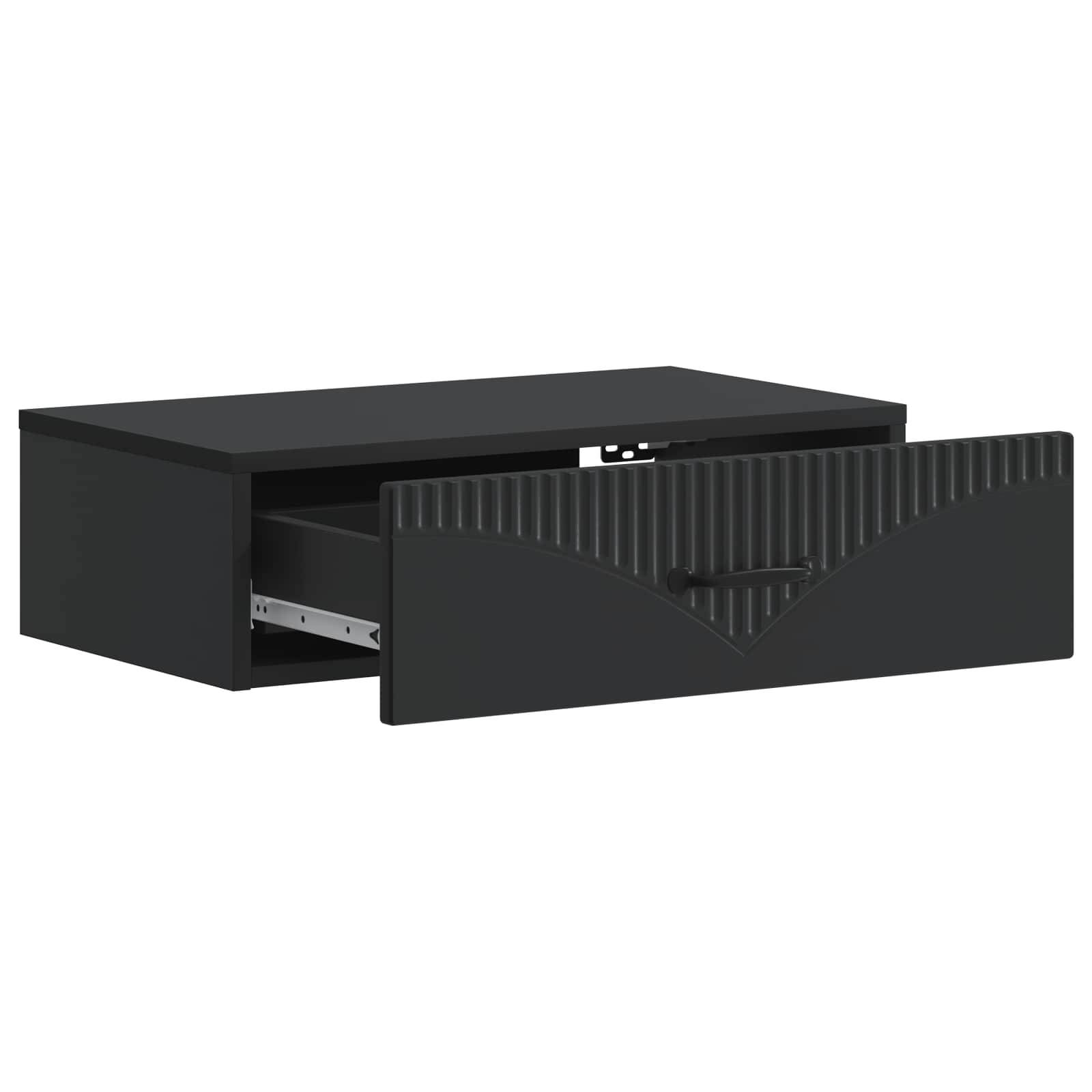 vidaXL Wandmontierter Beistelltisch Schwarz 59 x 34,5 x 17 cm