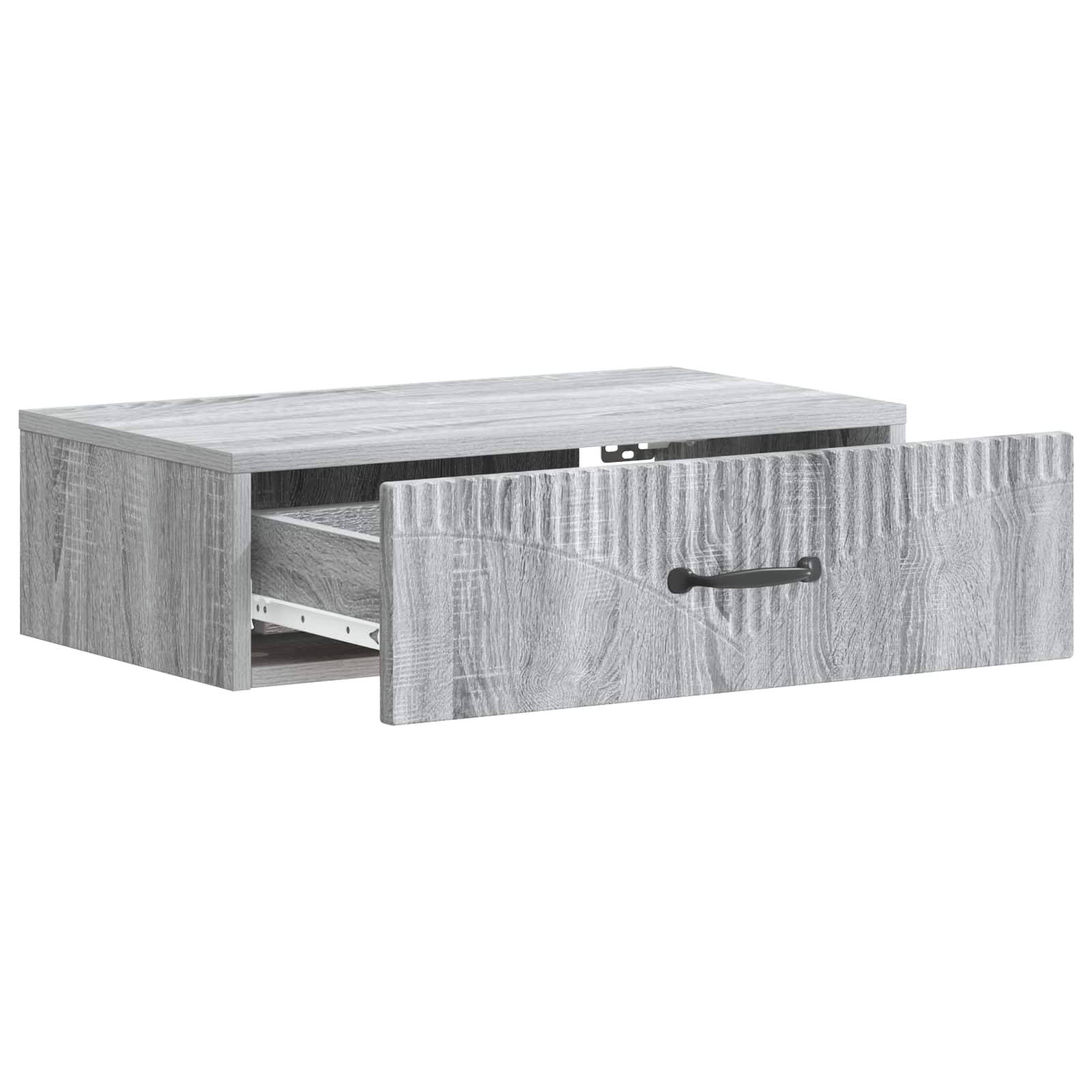 vidaXL Wandmontierter Beistelltisch Graues Sonoma 59 x 34,5 x 17 cm