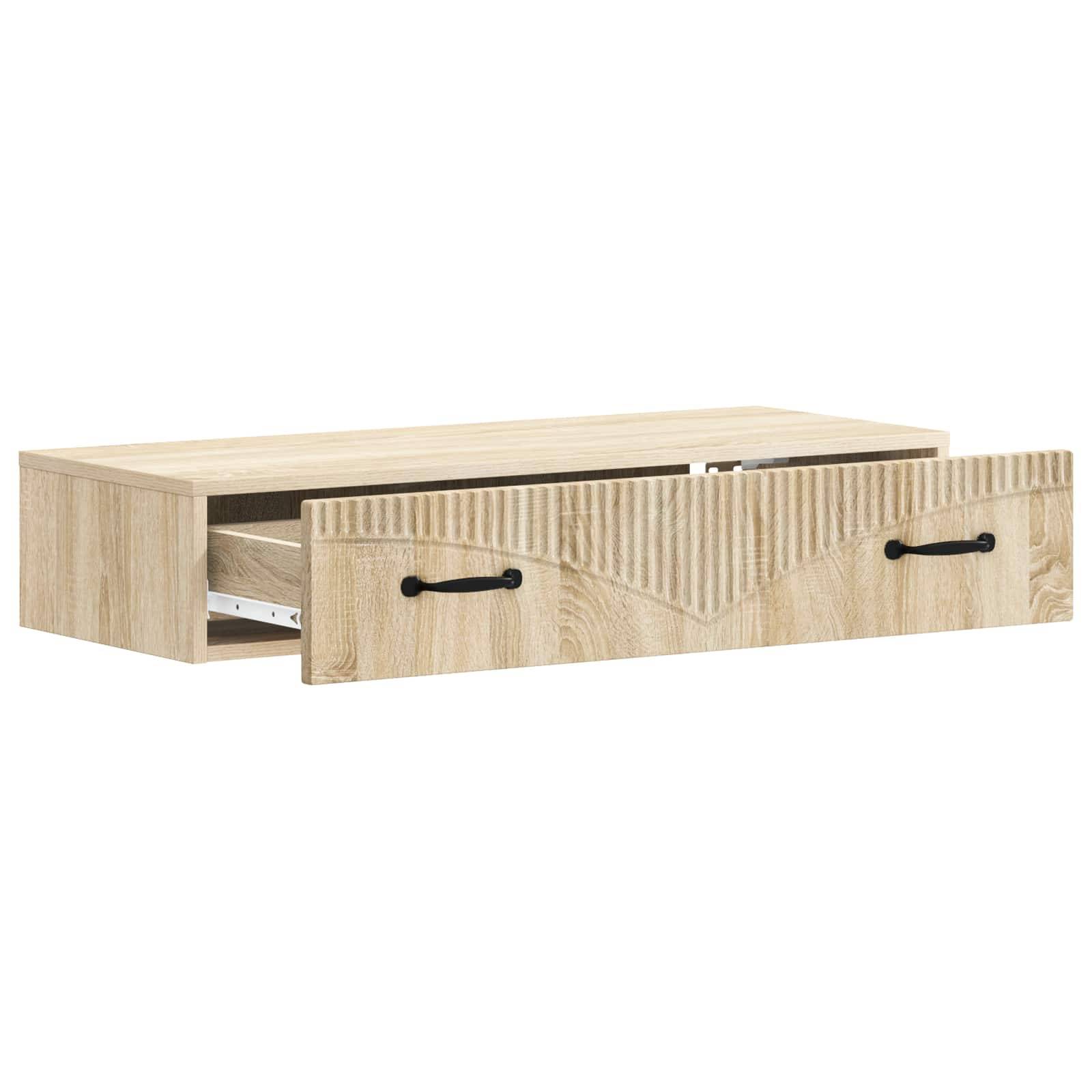 vidaXL Wandmontierter Beistelltisch Sonoma-Eiche 87,5 x 34,5 x 17 cm