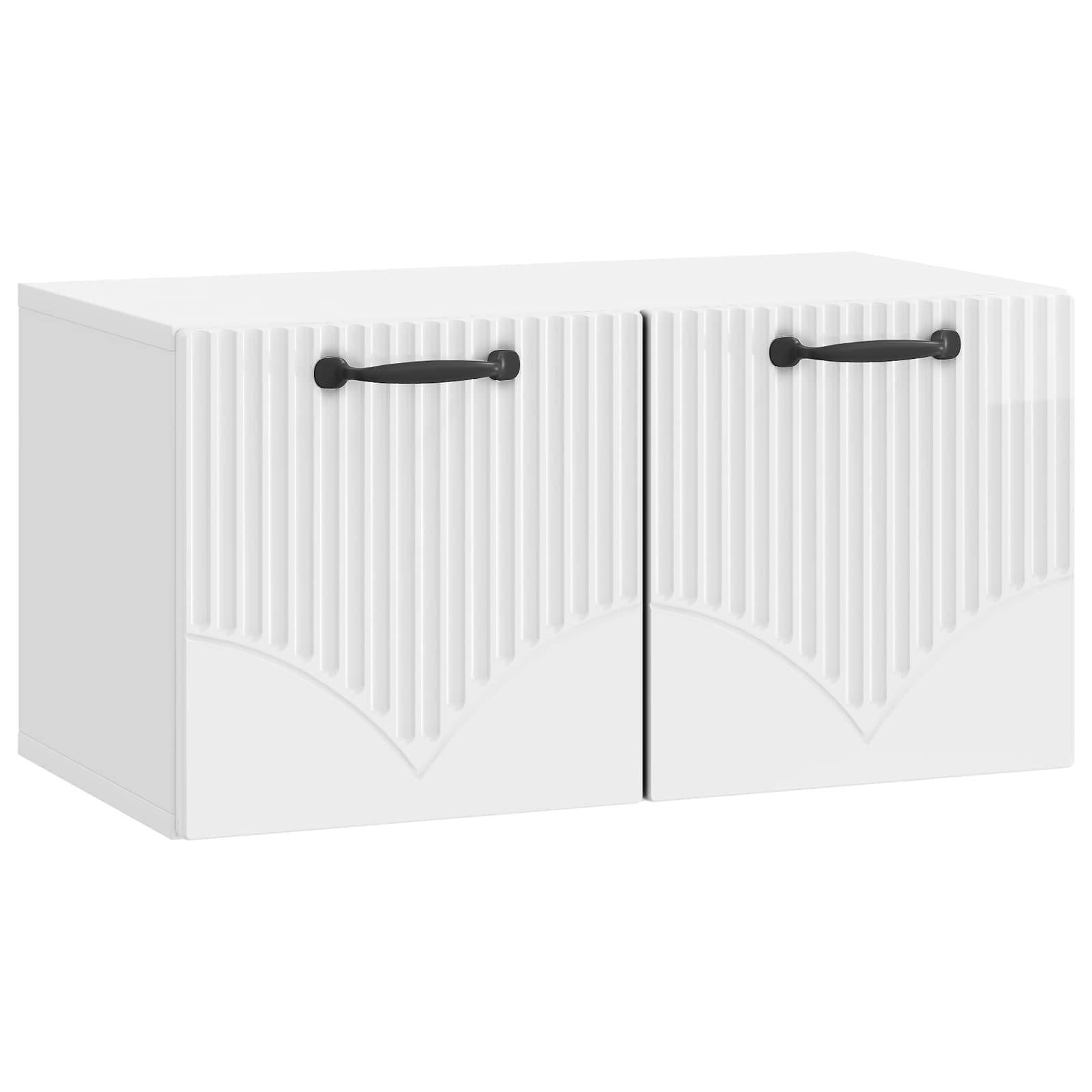 vidaXL Wandmontierter TV-Schrank Hochglanz Weiß 59,5 x 31 x 30 cm