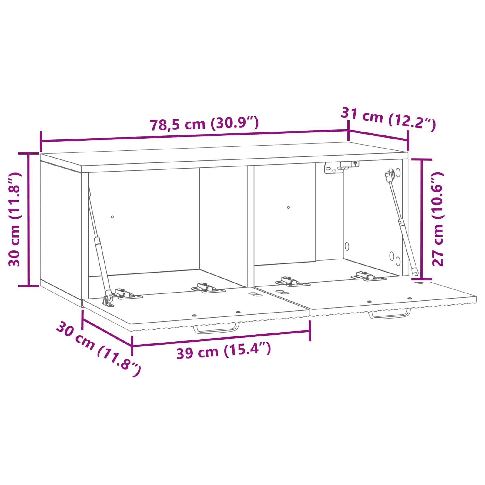 vidaXL Wandmontierter TV-Schrank Weiß 78,5 x 31 x 30 cm Holzwerkstoff