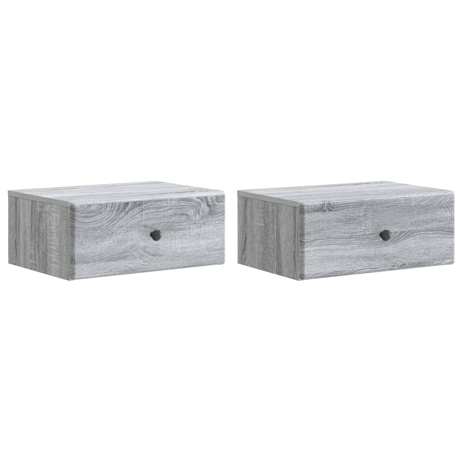 vidaXL Wandmontierter Nachttisch 2 pcs Graues Sonoma 49 x 34,5 x 20 cm
