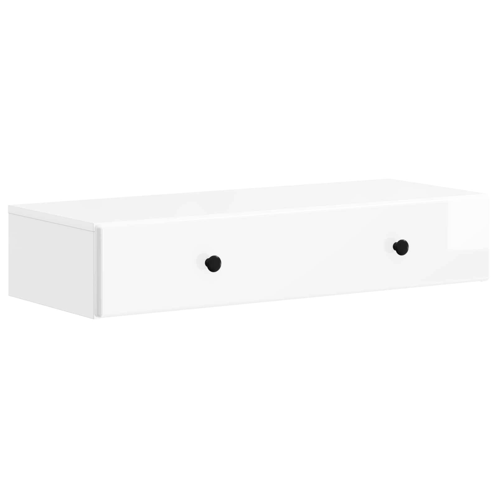 vidaXL Wandmontierter Beistelltisch Hochglanz Weiß 87,5 x 34,5 x 17 cm