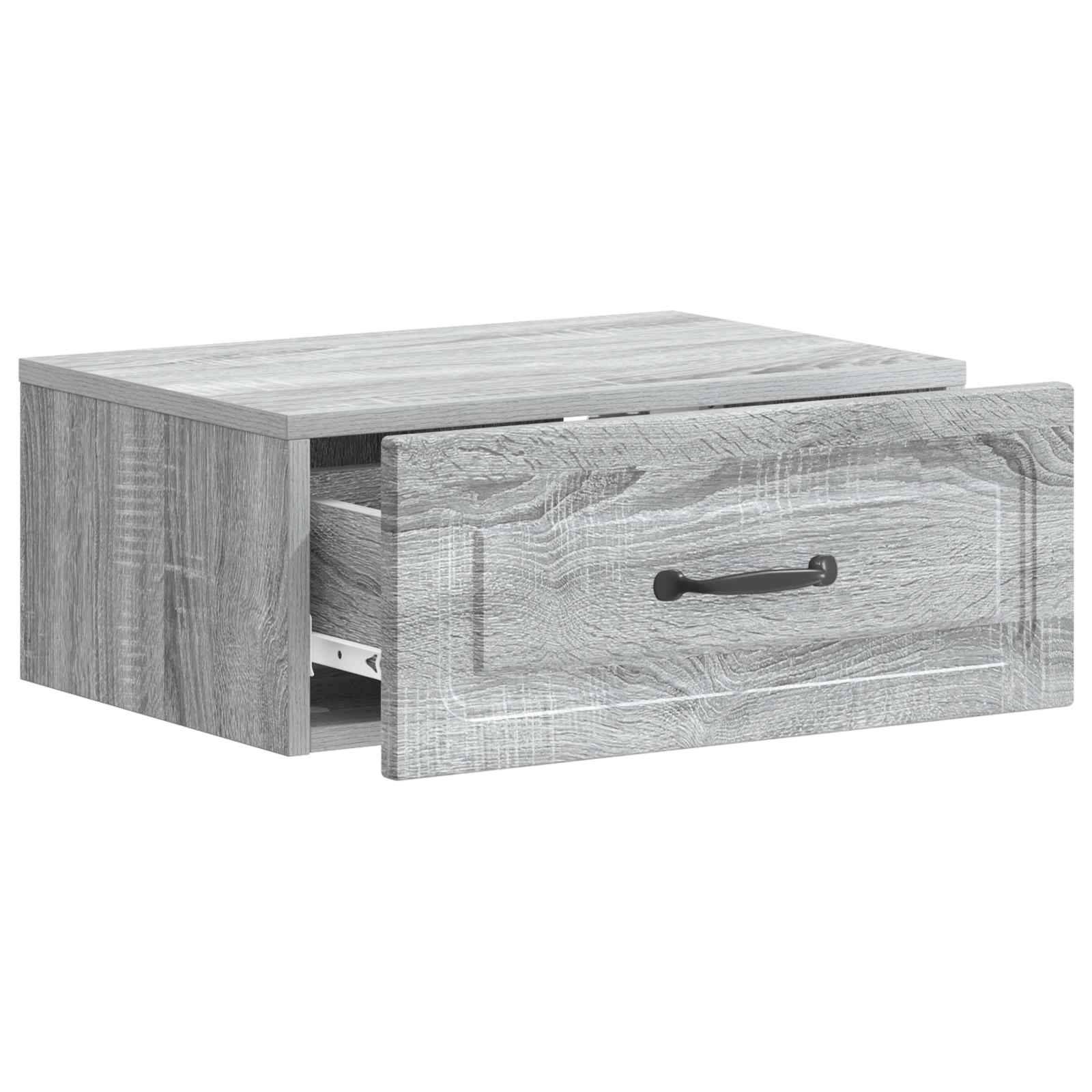 vidaXL Wandmontierter Nachttisch Graues Sonoma 49 x 34,5 x 20 cm