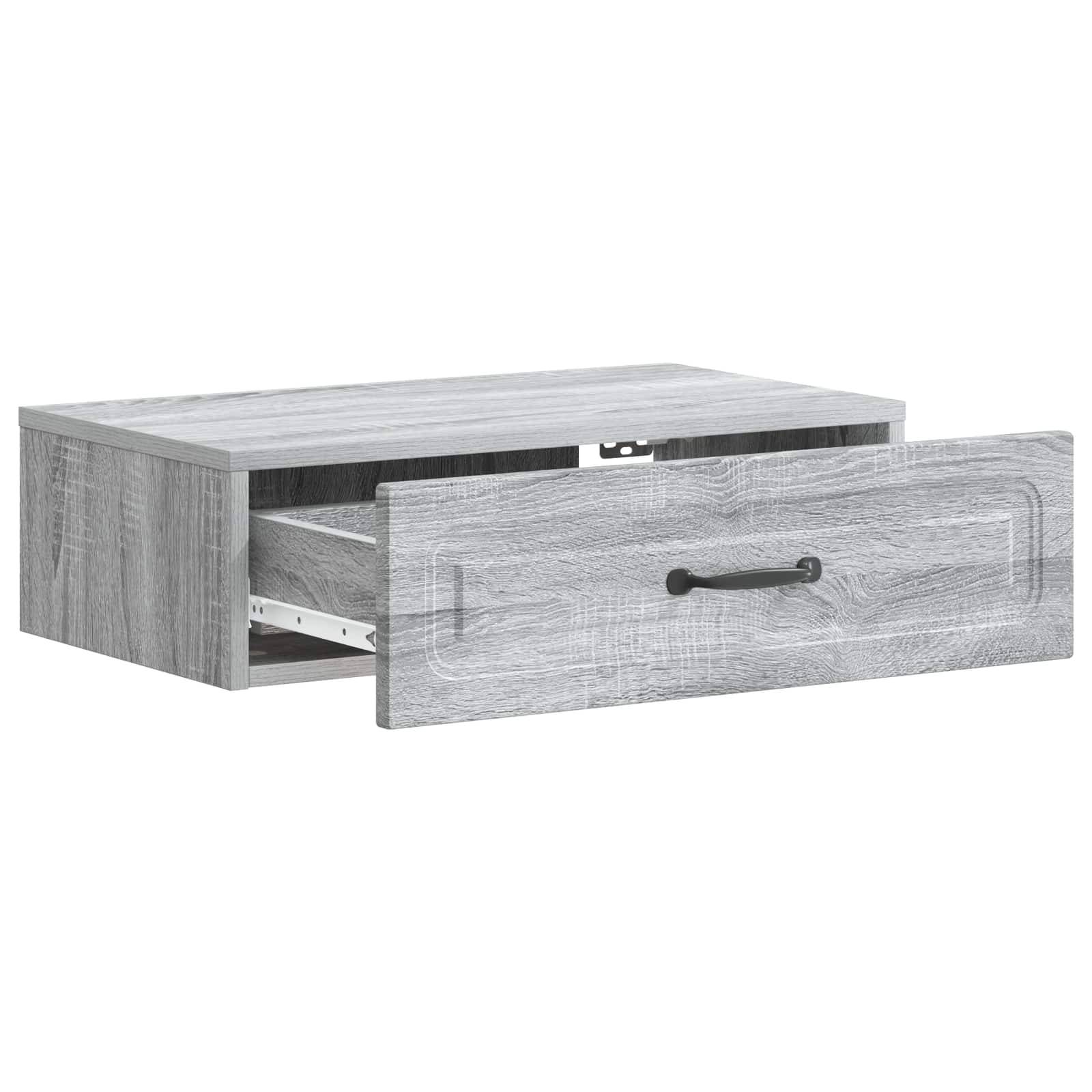 vidaXL Wandmontierter Beistelltisch Graues Sonoma 59 x 34,5 x 17 cm