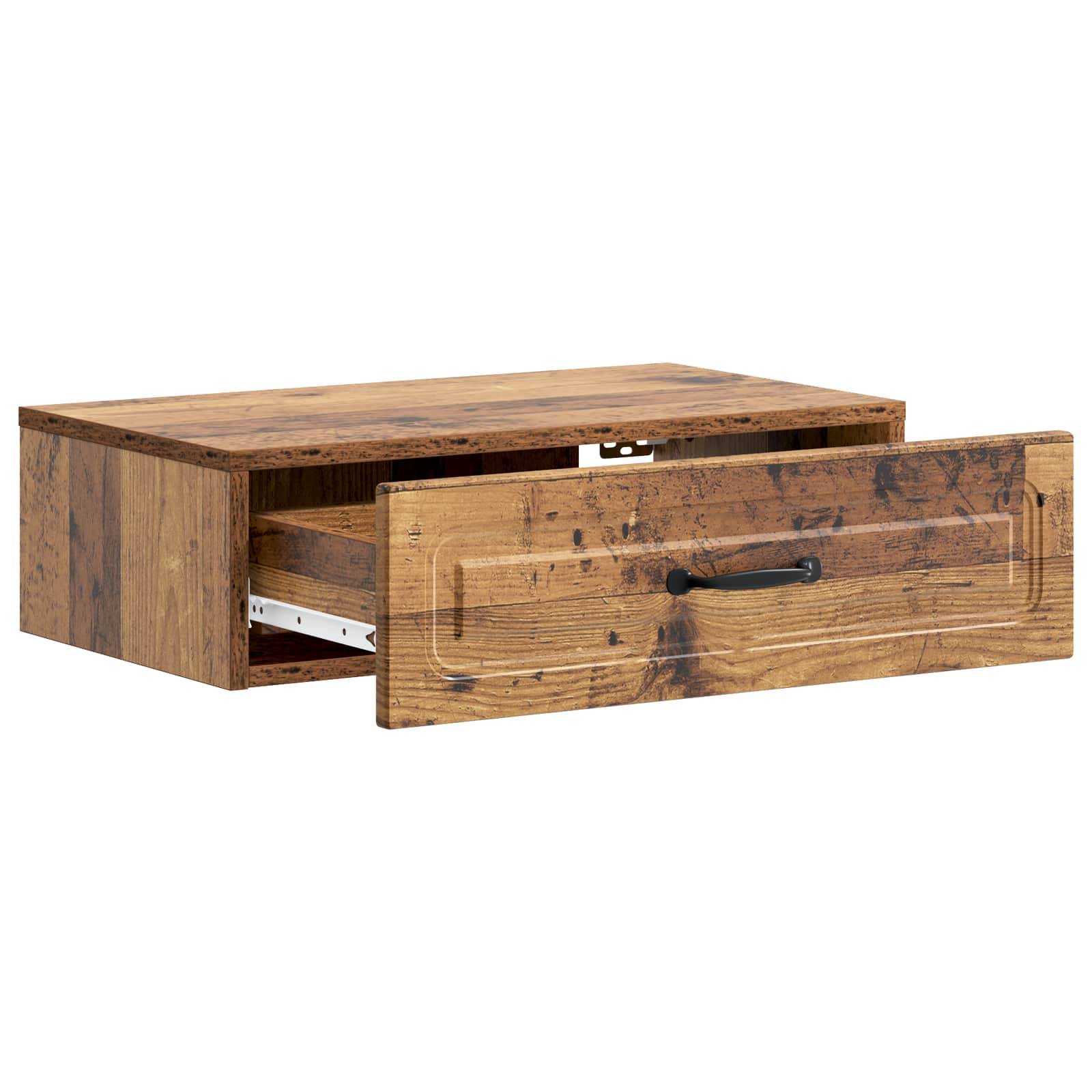 vidaXL Wandmontierter Beistelltisch Altholz 59 x 34,5 x 17 cm