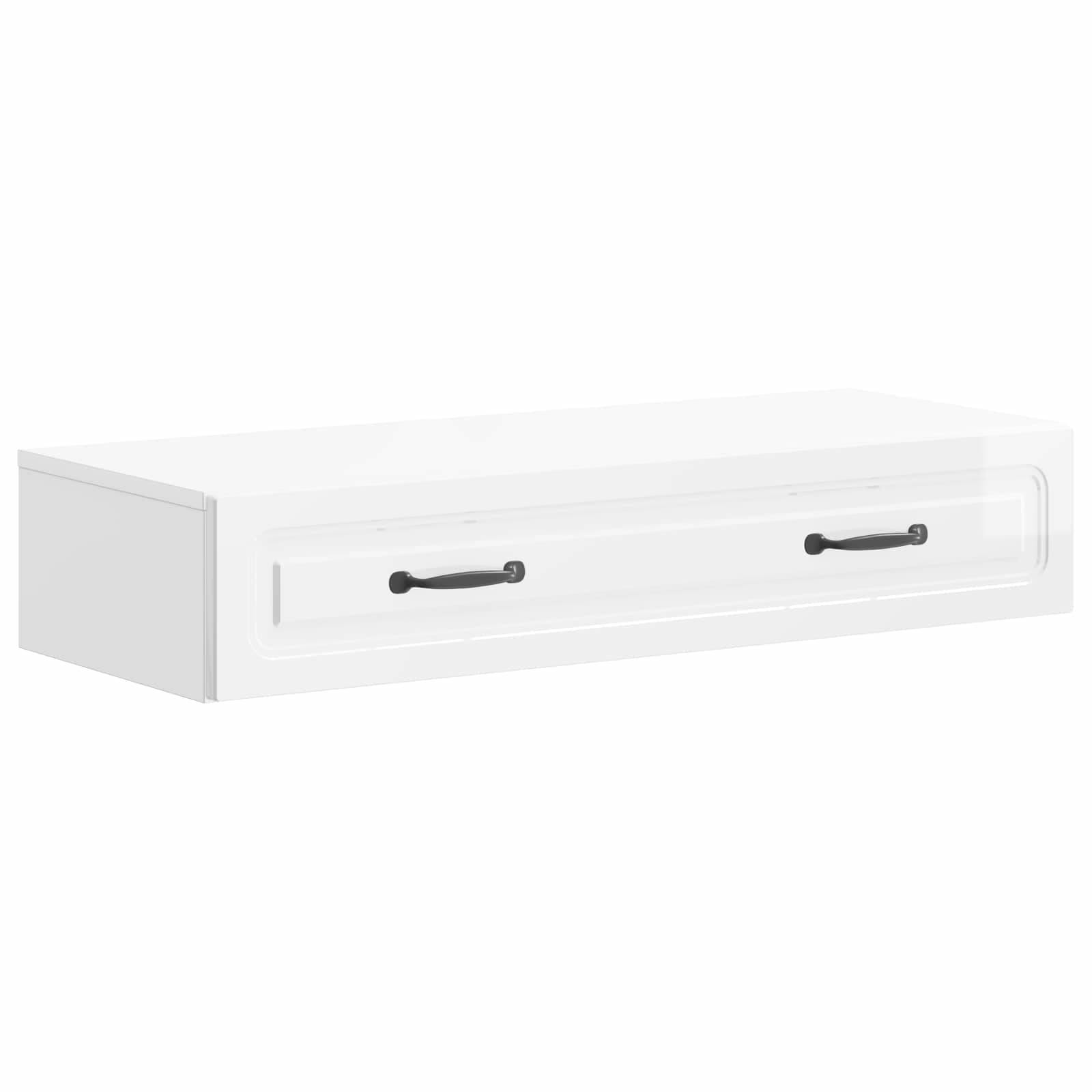 vidaXL Wandmontierter Beistelltisch Hochglanz Weiß 87,5 x 34,5 x 17 cm