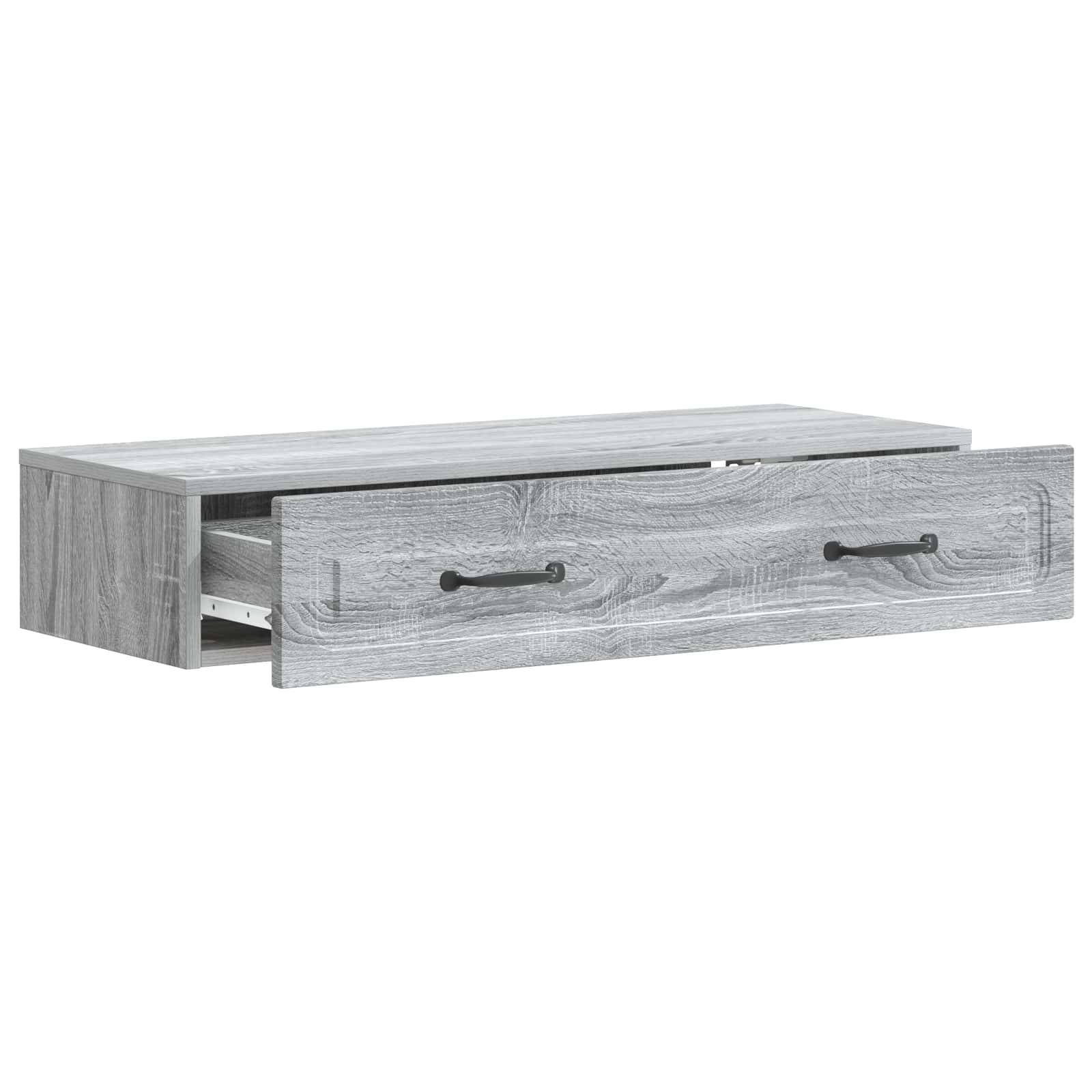 vidaXL Wandmontierter Beistelltisch Graues Sonoma 87,5 x 34,5 x 17 cm