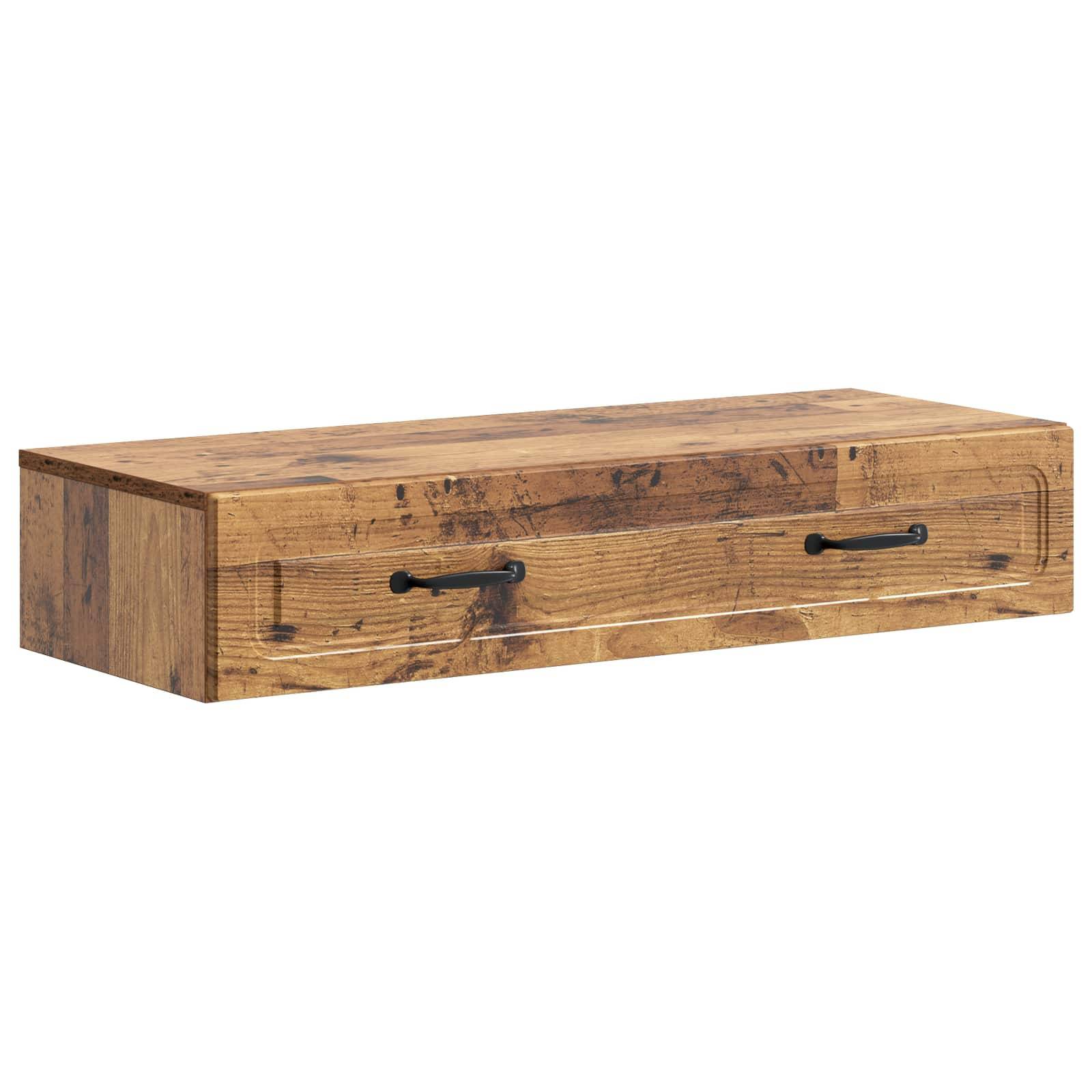 vidaXL Wandmontierter Beistelltisch Altholz 87,5 x 34,5 x 17 cm