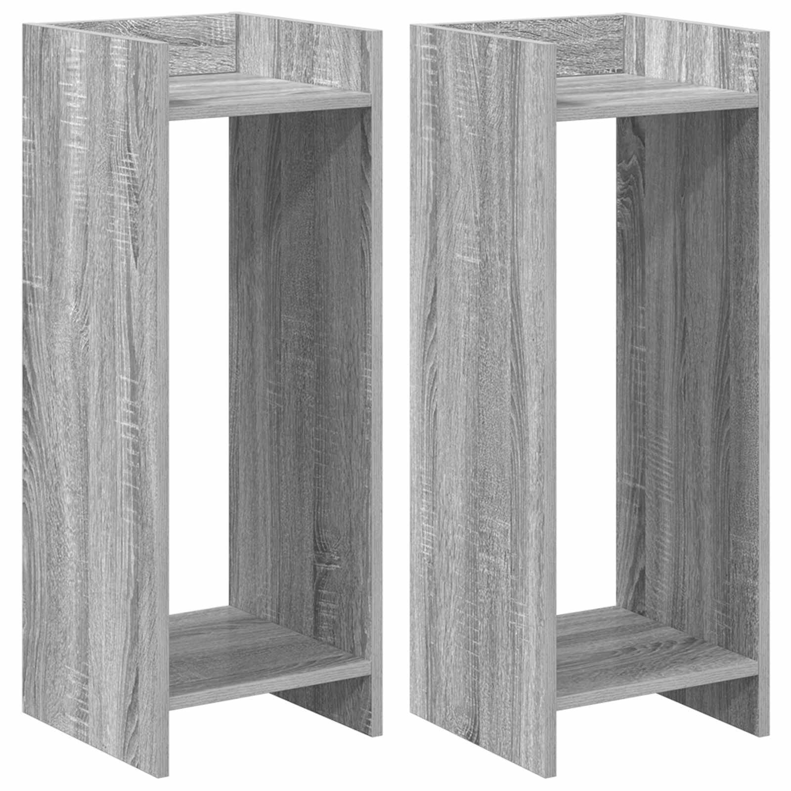 vidaXL Pflanzenständer mit Regal 2 pcs Graues Sonoma 30 x 30 x 80 cm