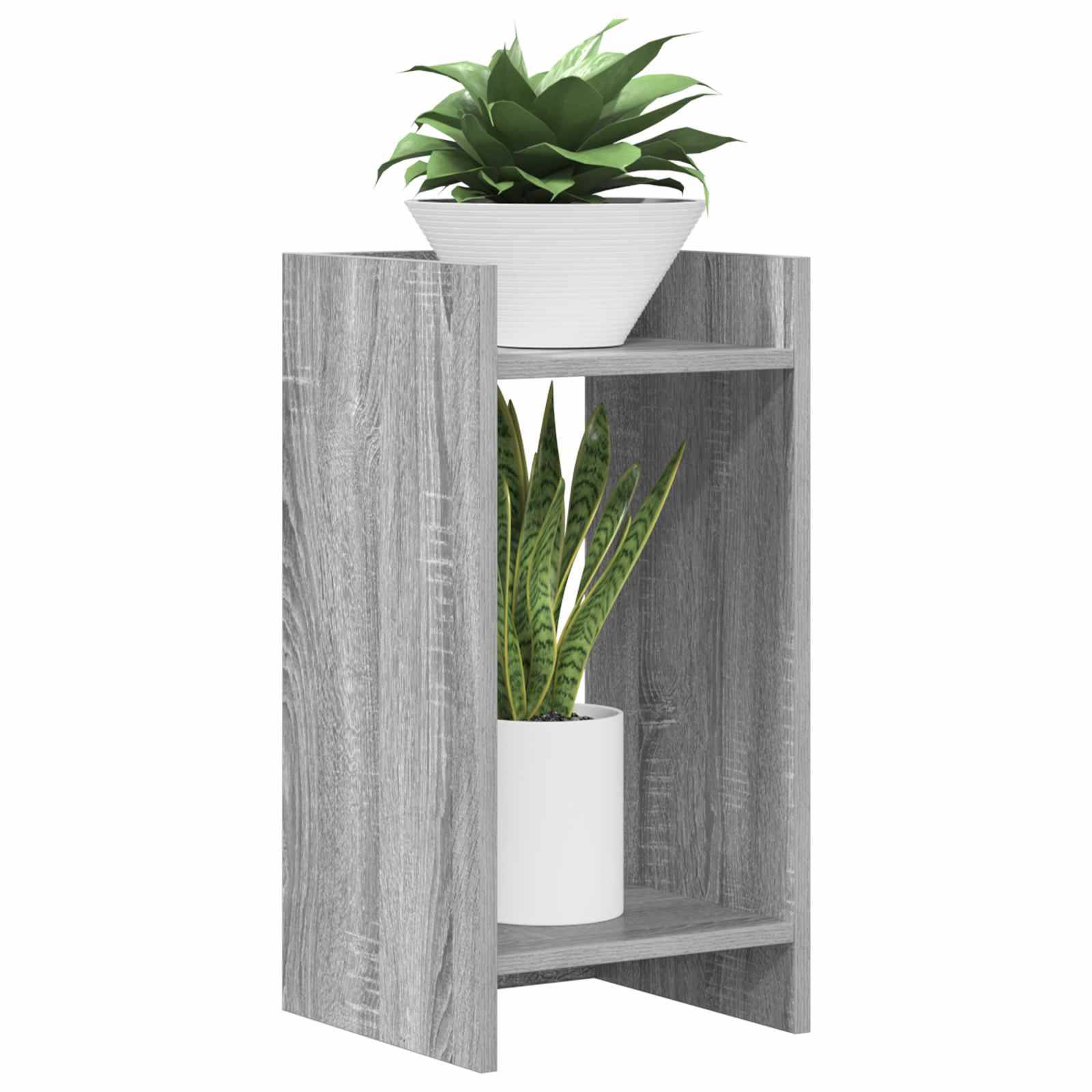 vidaXL Pflanzenständer mit Regal 2 pcs Graues Sonoma 30 x 30 x 60 cm