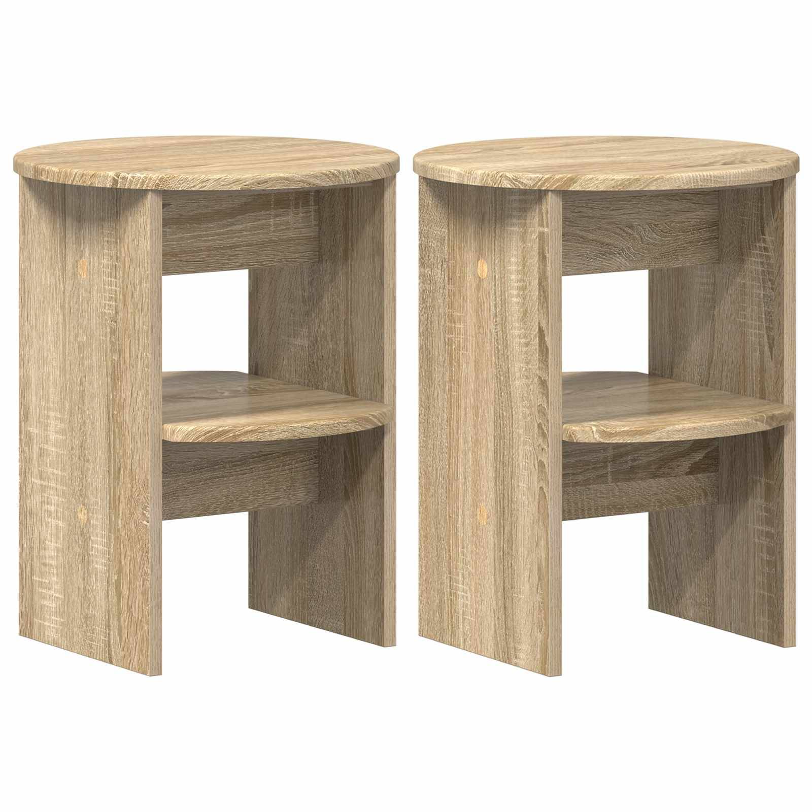 vidaXL Seitenschrank 2 pcs Sonoma-Eiche Ø40 x 50 cm Holzwerkstoff