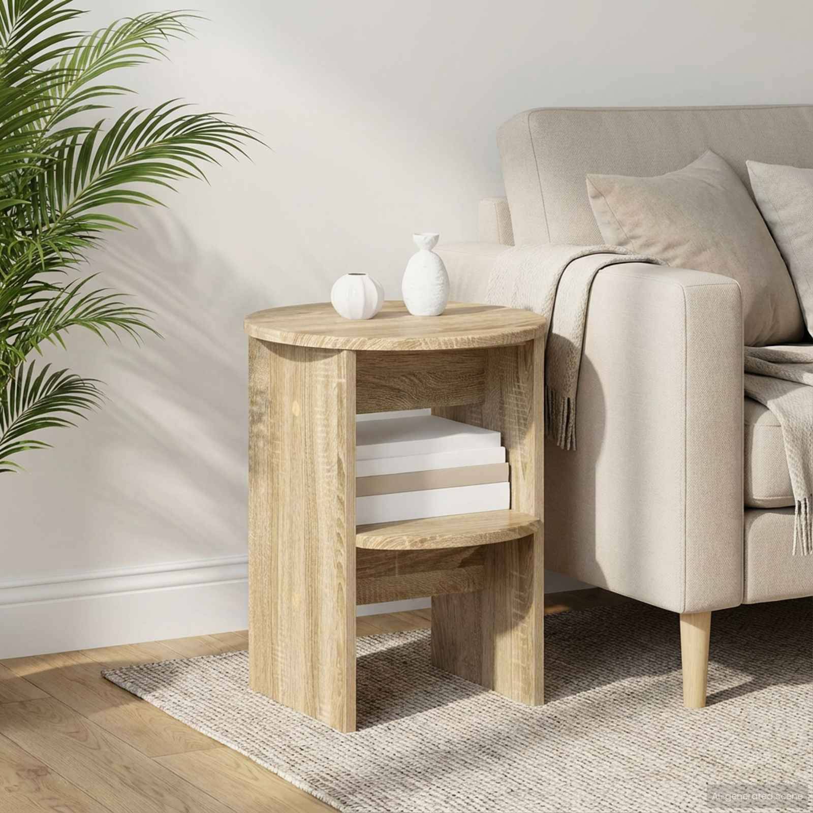 vidaXL Seitenschrank 2 pcs Sonoma-Eiche Ø40 x 50 cm Holzwerkstoff