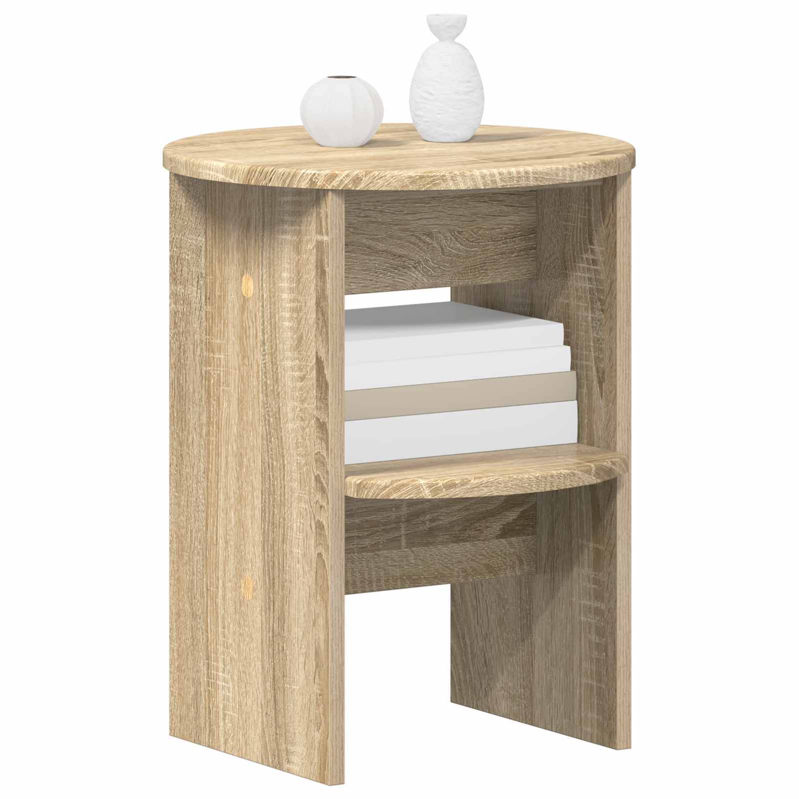 vidaXL Seitenschrank 2 pcs Sonoma-Eiche Ø40 x 50 cm Holzwerkstoff