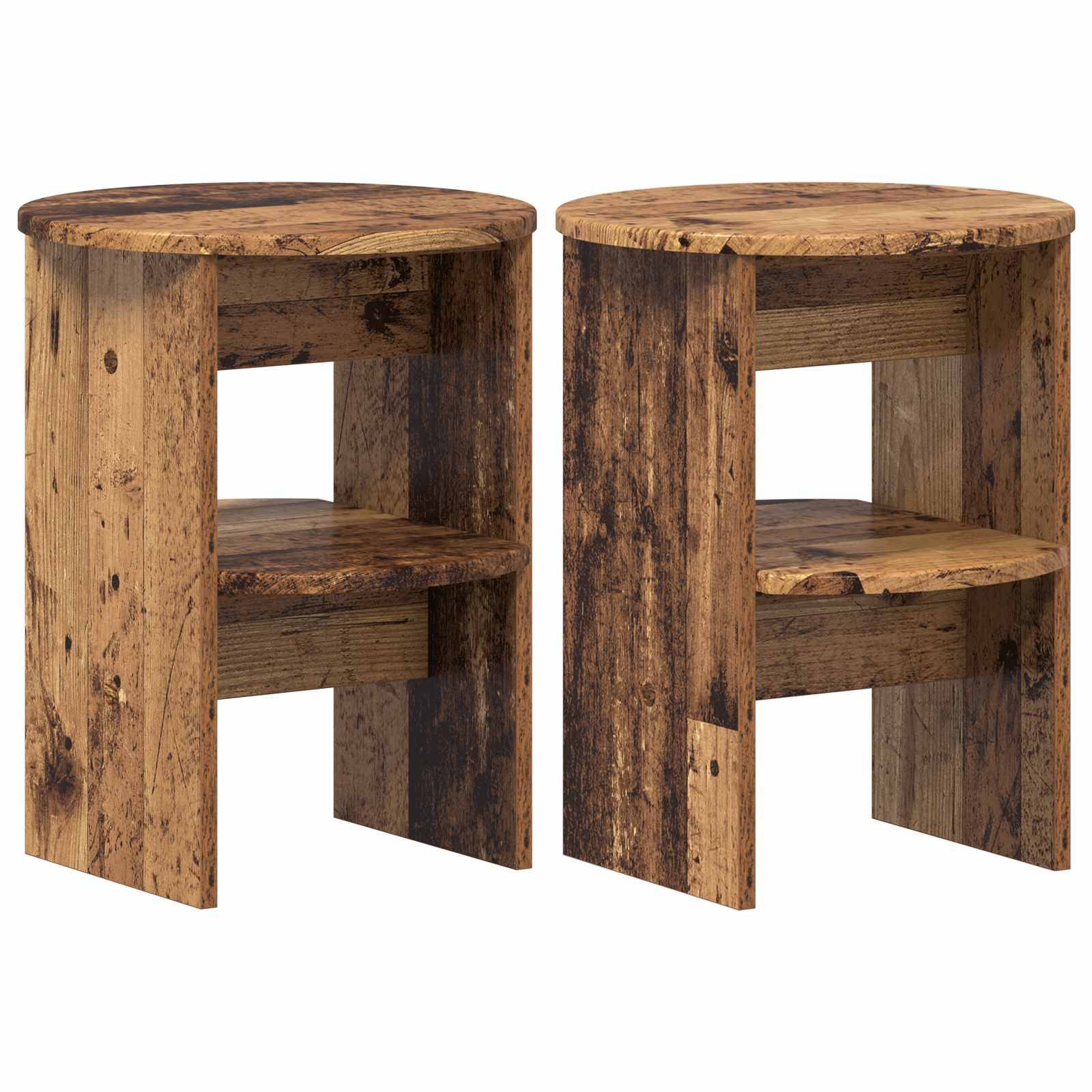 vidaXL Seitenschrank 2 pcs Altholz Ø40 x 50 cm Holzwerkstoff