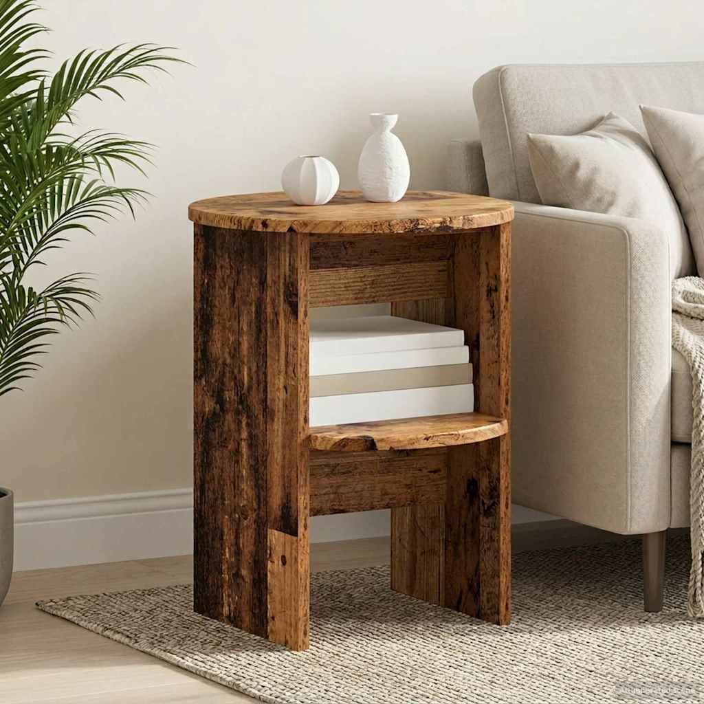 vidaXL Seitenschrank 2 pcs Altholz Ø40 x 50 cm Holzwerkstoff