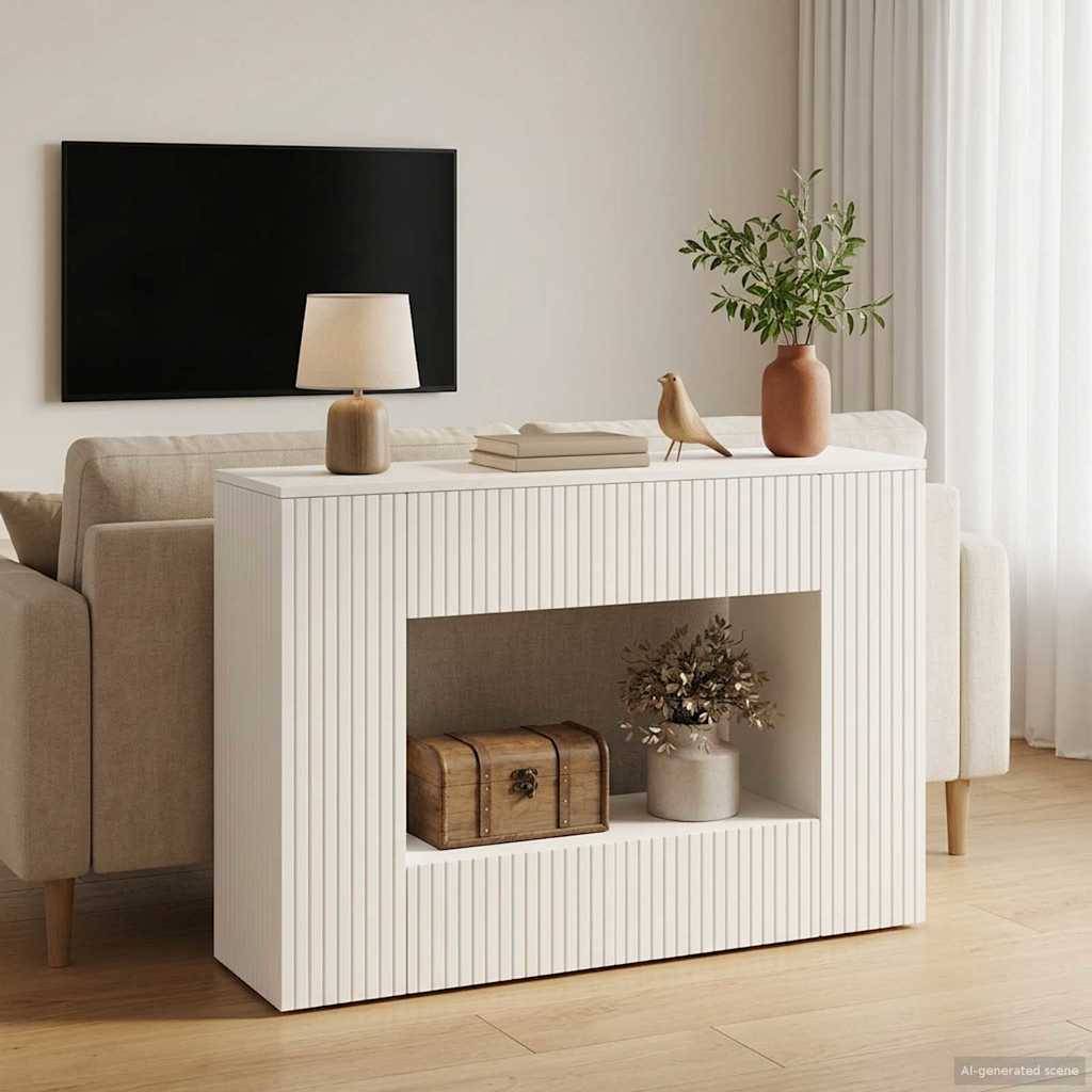 vidaXL Konsolentisch Gestreift Weiß 101 x 29 x 74 cm Holzwerkstoff
