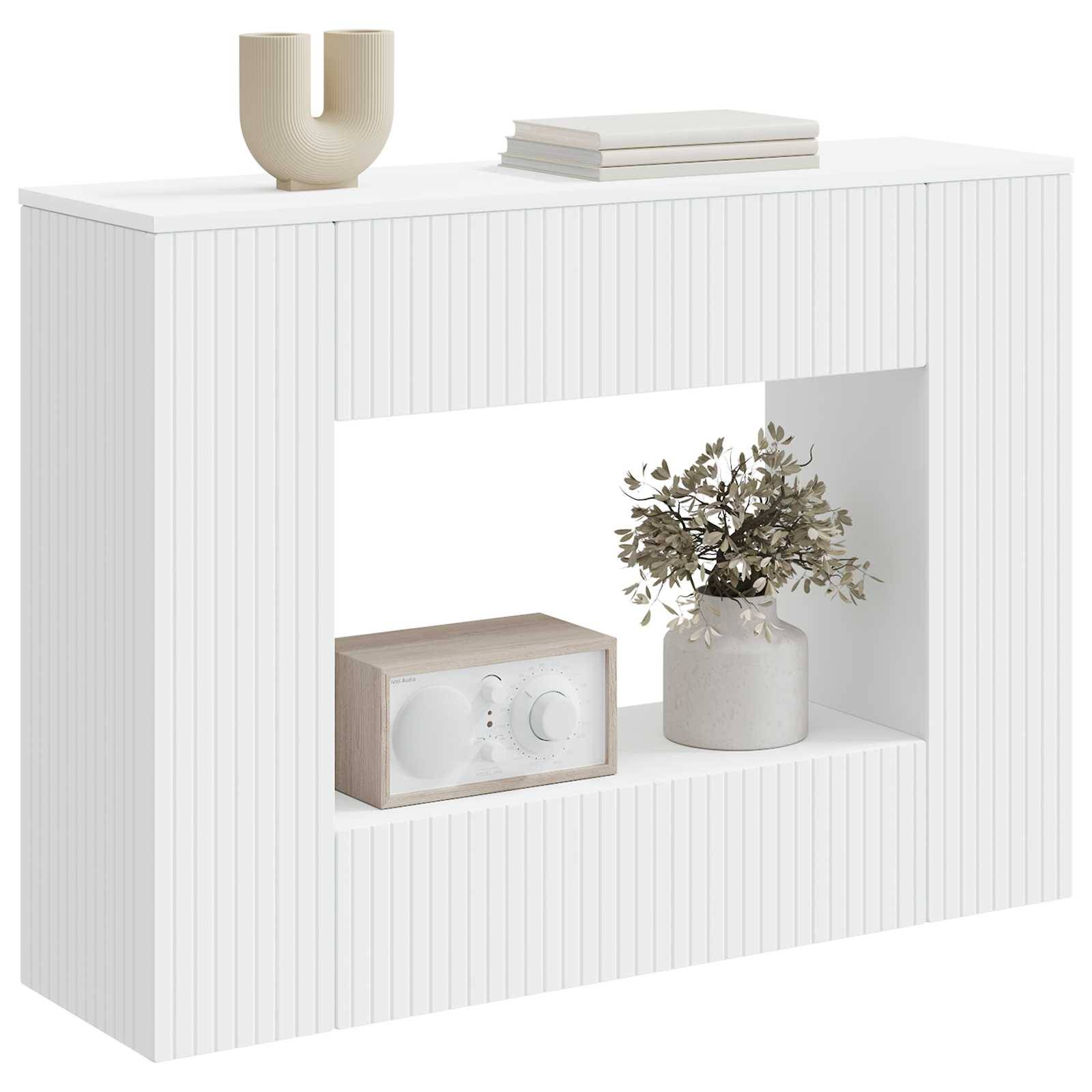 vidaXL Konsolentisch Gestreift Weiß 101 x 29 x 74 cm Holzwerkstoff