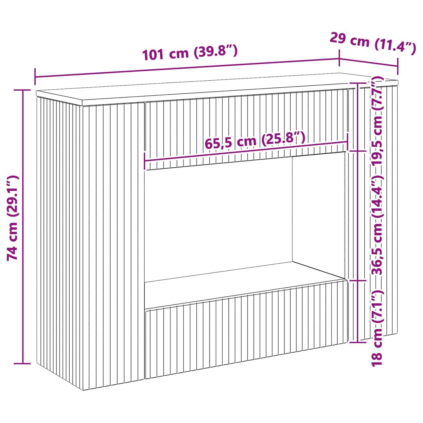 vidaXL Konsolentisch Gestreift Weiß 101 x 29 x 74 cm Holzwerkstoff