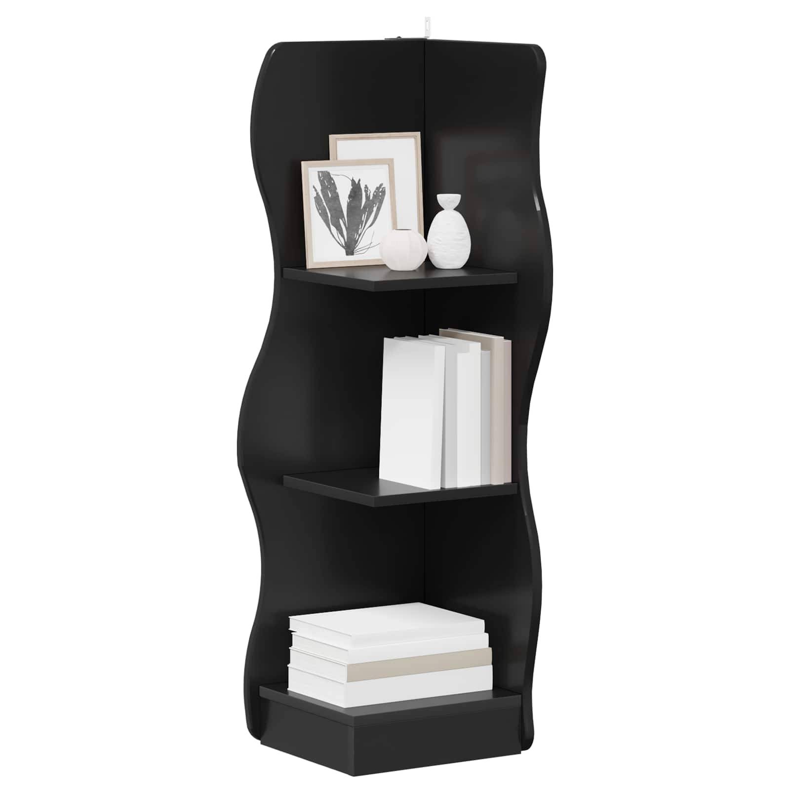 vidaXL Eckregal mit Regal Schwarz 34 x 33 x 102 cm Holzwerkstoff