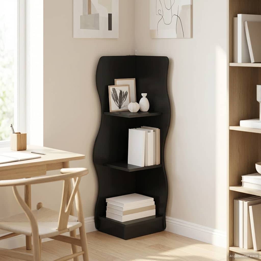 vidaXL Eckregal mit Regal Schwarz 34 x 33 x 102 cm Holzwerkstoff