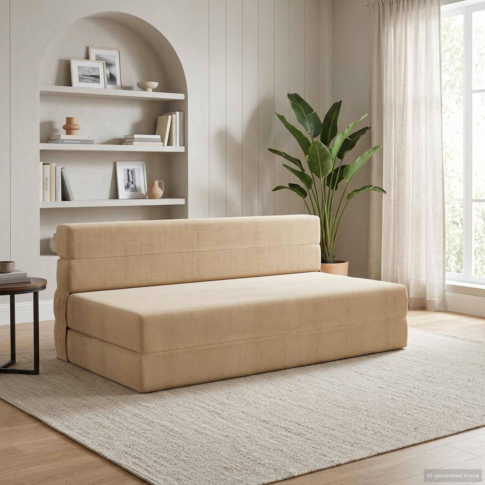 vidaXL Klappsofa Bett Hellgrün-Grau 203 x 152 x 15 cm Cordstoff