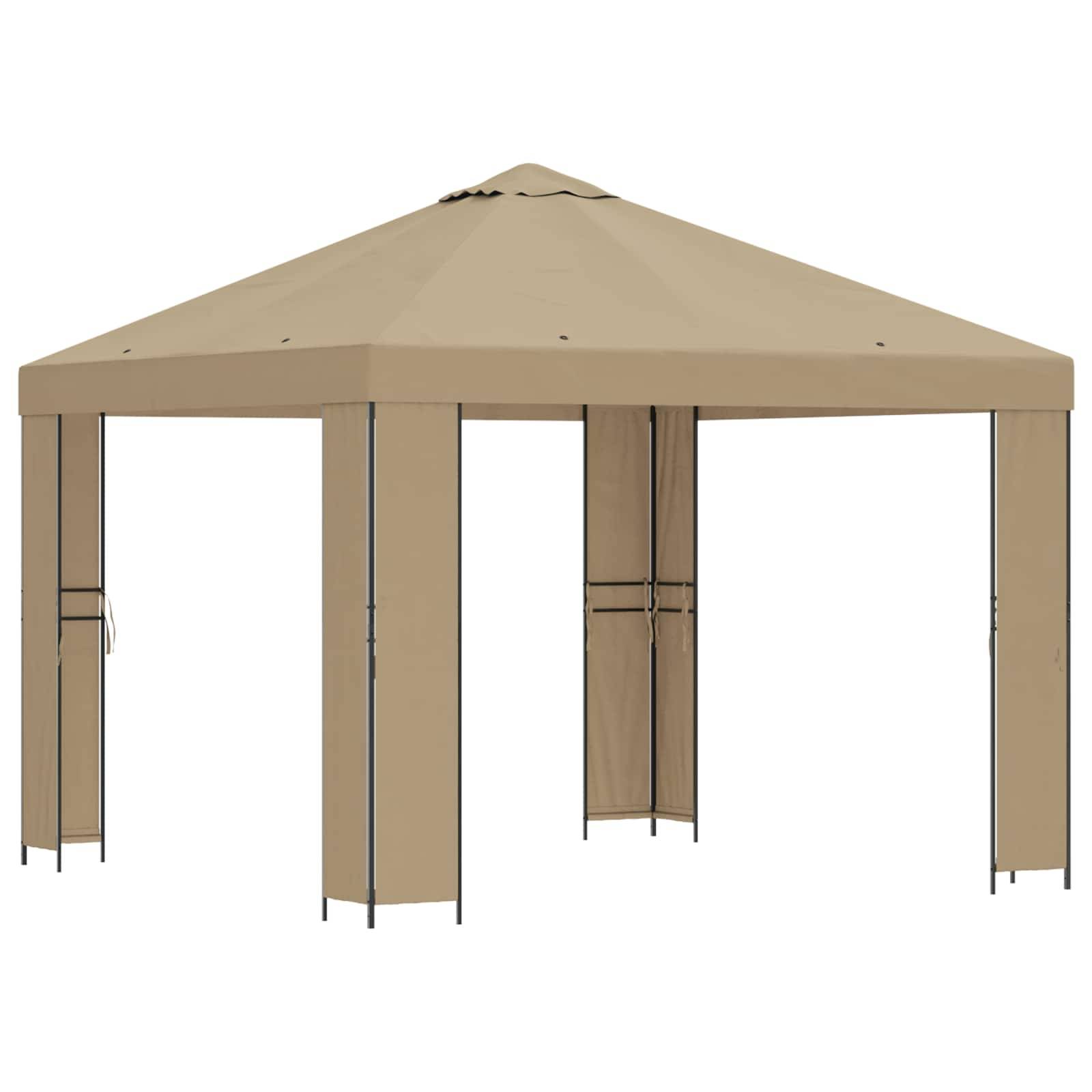 vidaXL Pavillon 3 x 3 m Beige Polyester und Stahl 190 gsm
