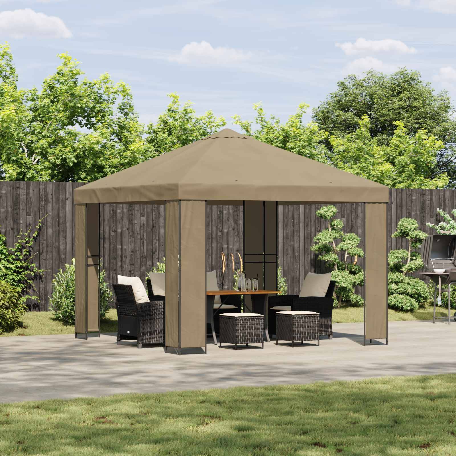 vidaXL Pavillon 3 x 3 m Beige Polyester und Stahl 190 gsm