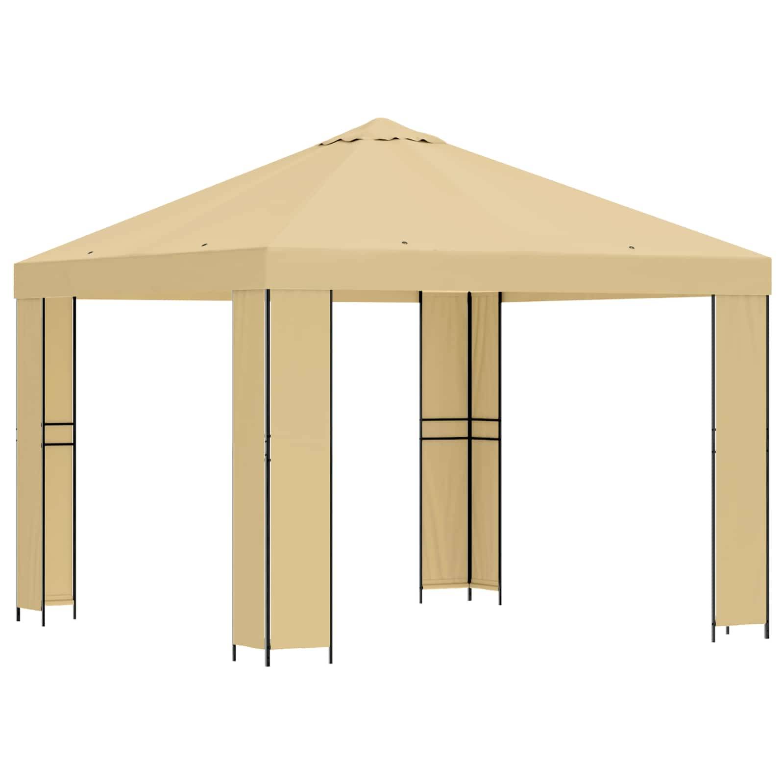 vidaXL Pavillon 3 x 3 m Creme Polyester und Stahl 190