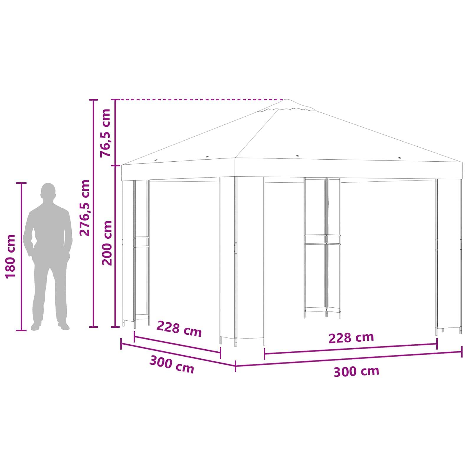 vidaXL Pavillon 3 x 3 m Beige Polyester und Stahl 190 gsm