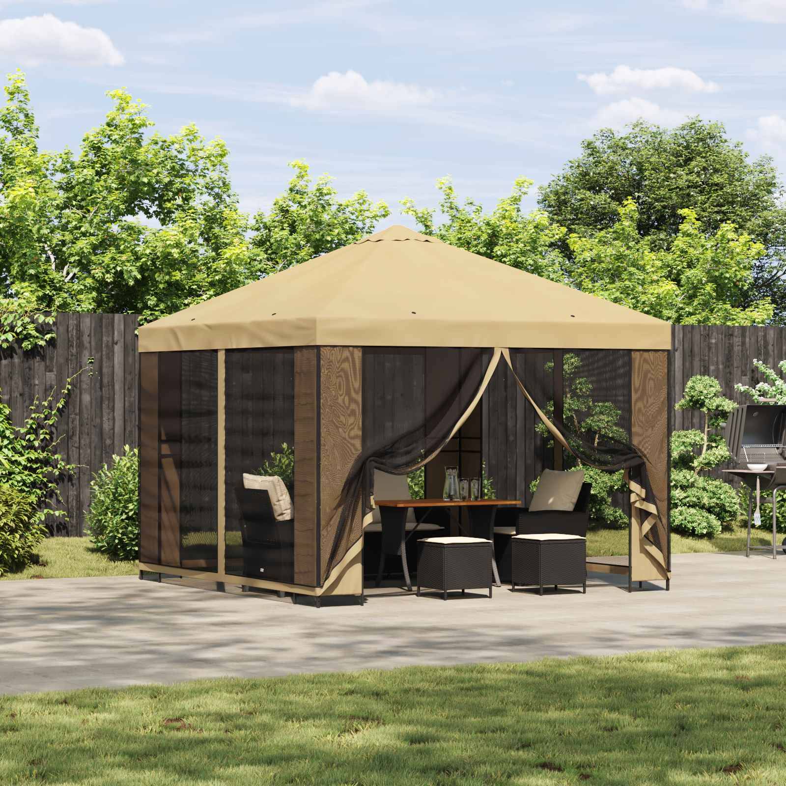 vidaXL Pavillon 3 x 3 m Creme Polyester und Stahl 190