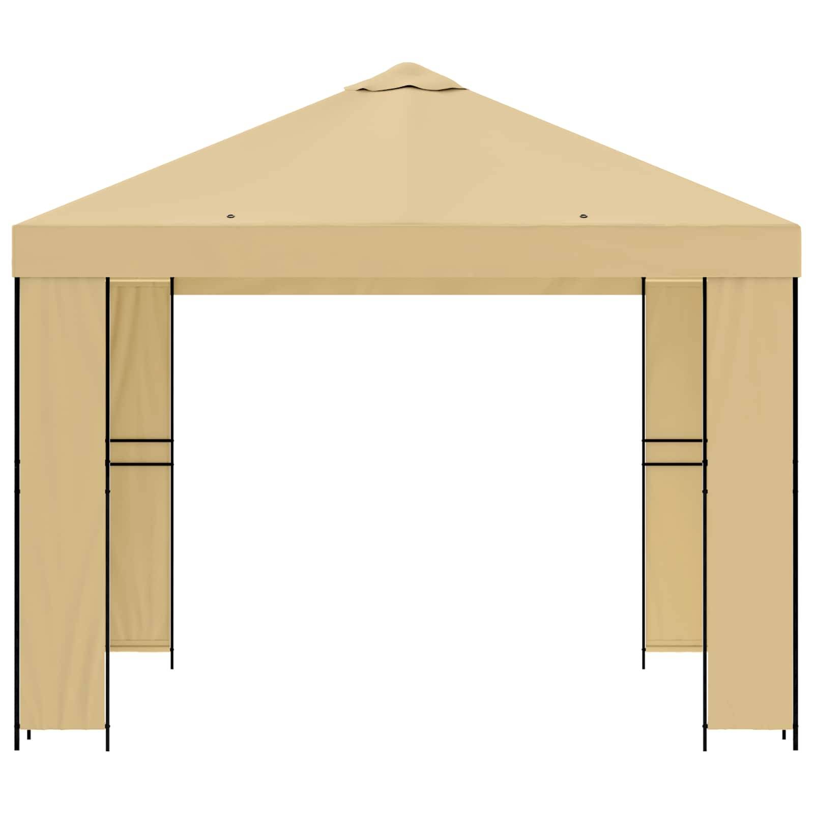 vidaXL Pavillon 3 x 3 m Creme Polyester und Stahl 190