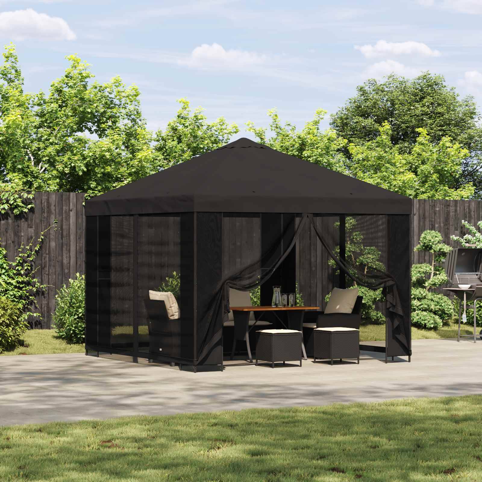 vidaXL Garten Pavillon mit Seitenwänden 3 x 3 m Anthrazit