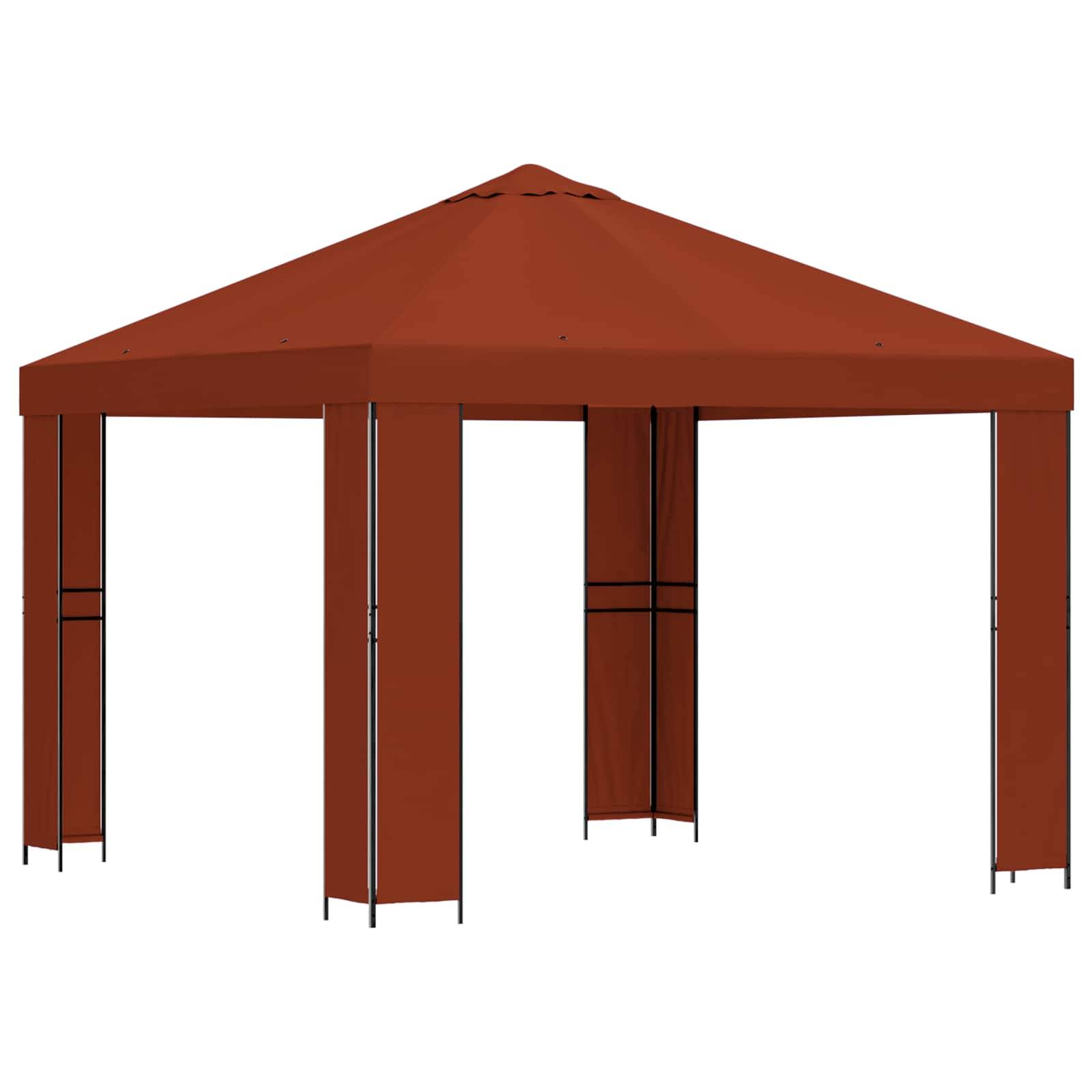 vidaXL Pavillon 3 x 3 m Terrakotta Polyester und Stahl 190