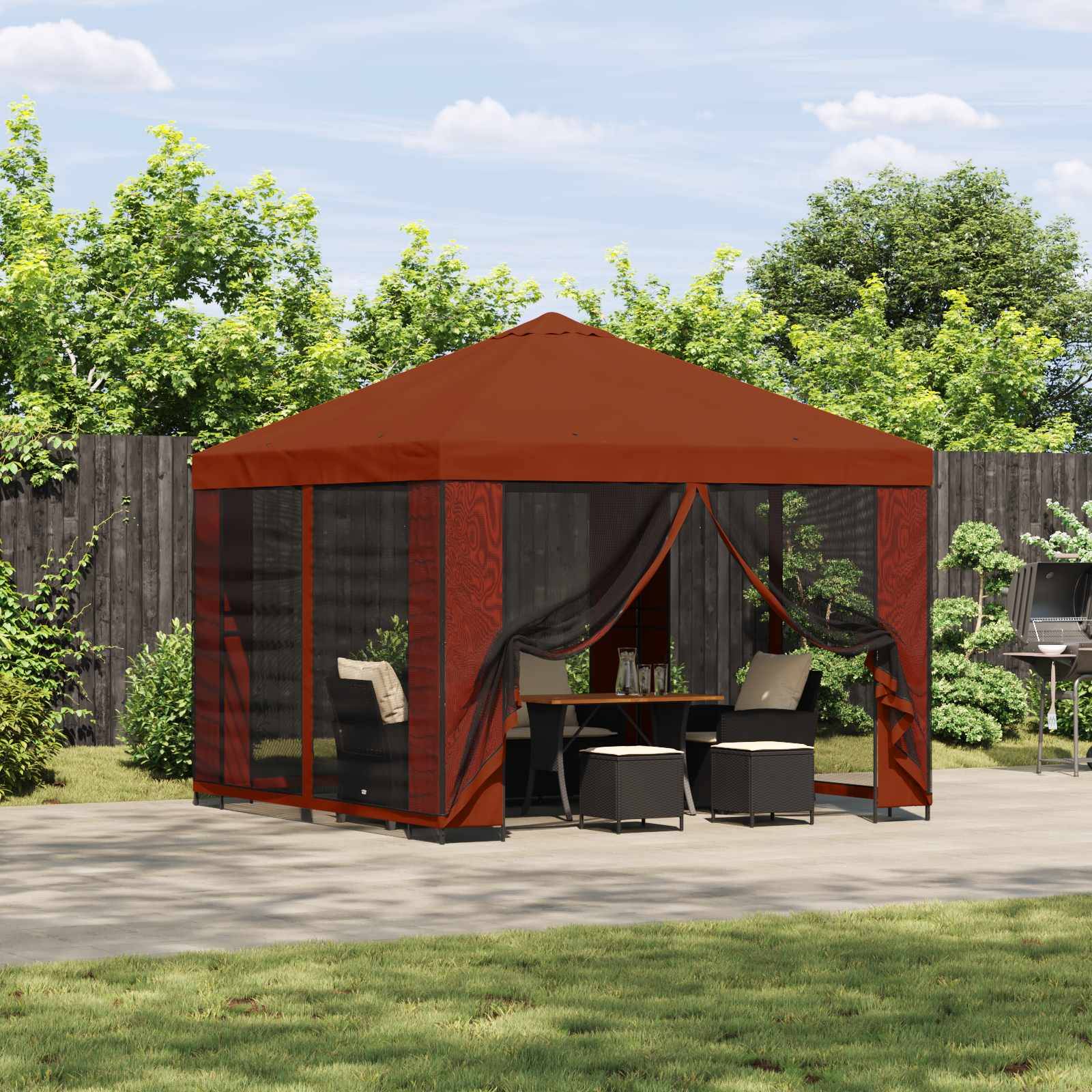vidaXL Garten Pavillon mit Seitenwänden 3 x 3 m Terrakotta