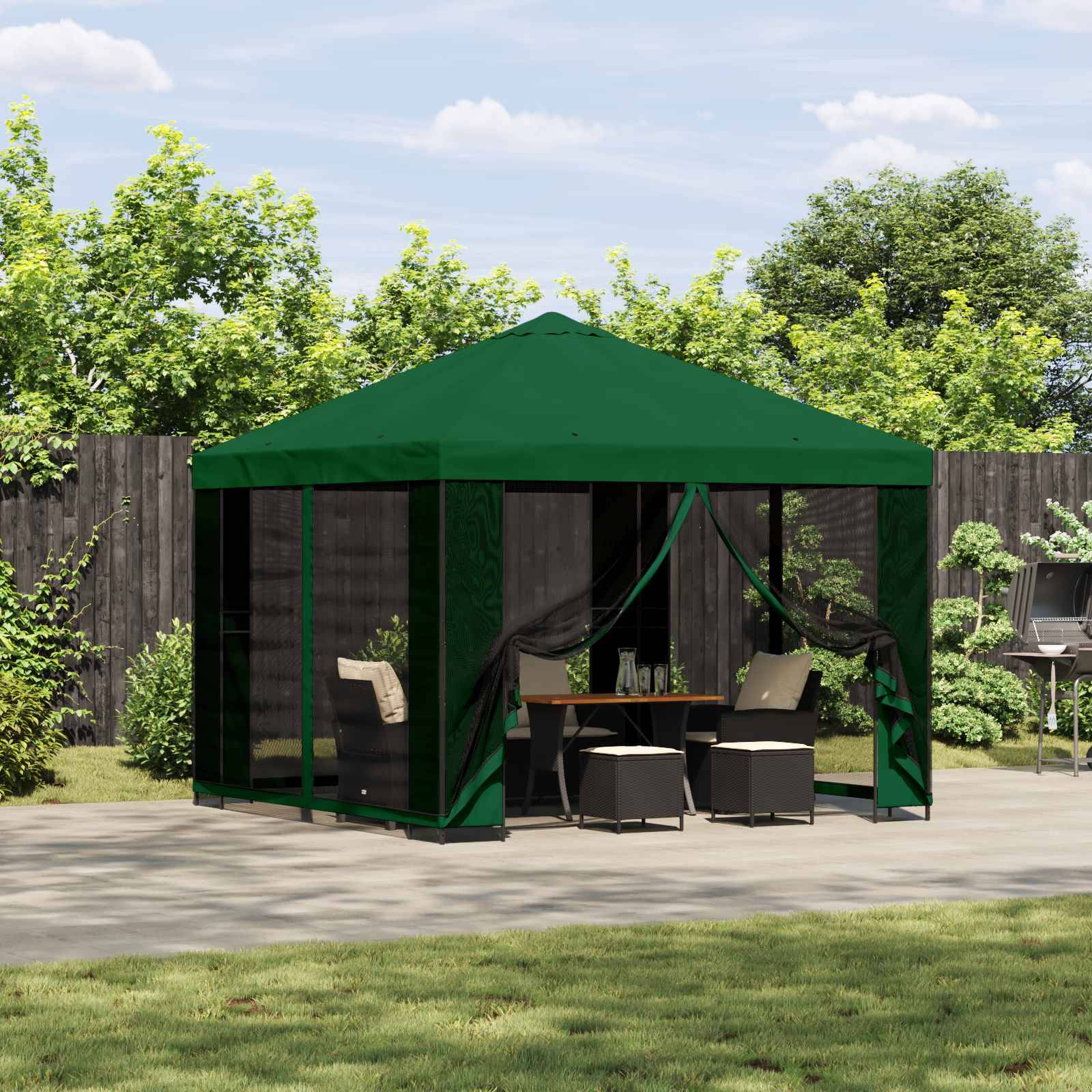 vidaXL Pavillon 3 x 3 m Grün Polyester und Stahl 190