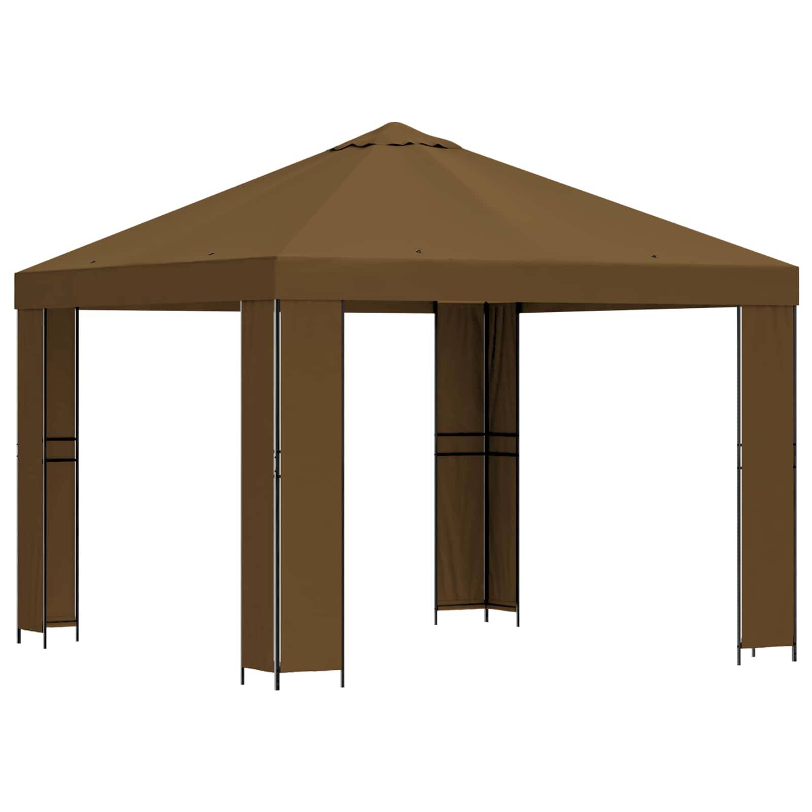 vidaXL Pavillon 3 x 3 m Taupe Polyester und Stahl 190