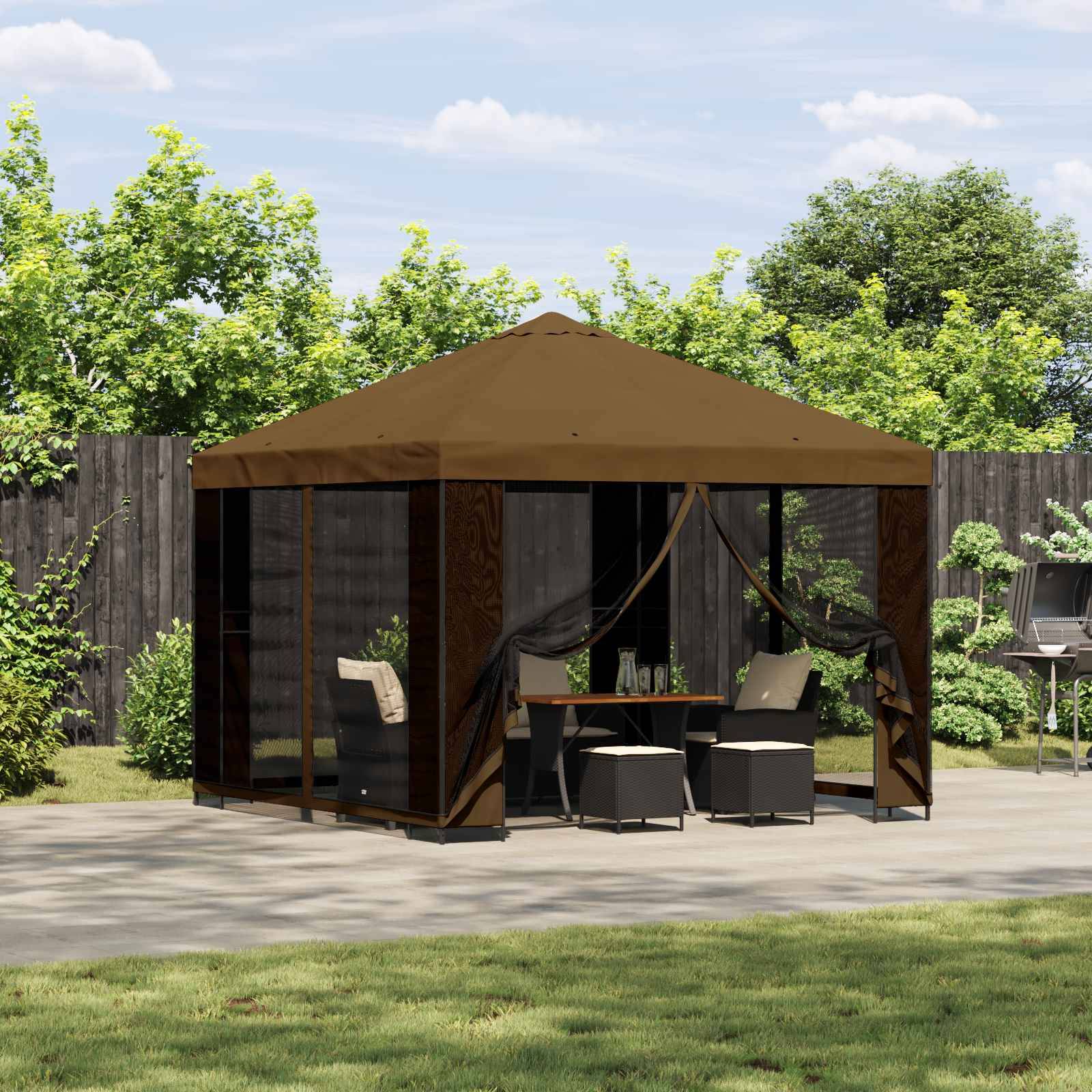vidaXL Pavillon 3 x 3 m Taupe Polyester und Stahl 190